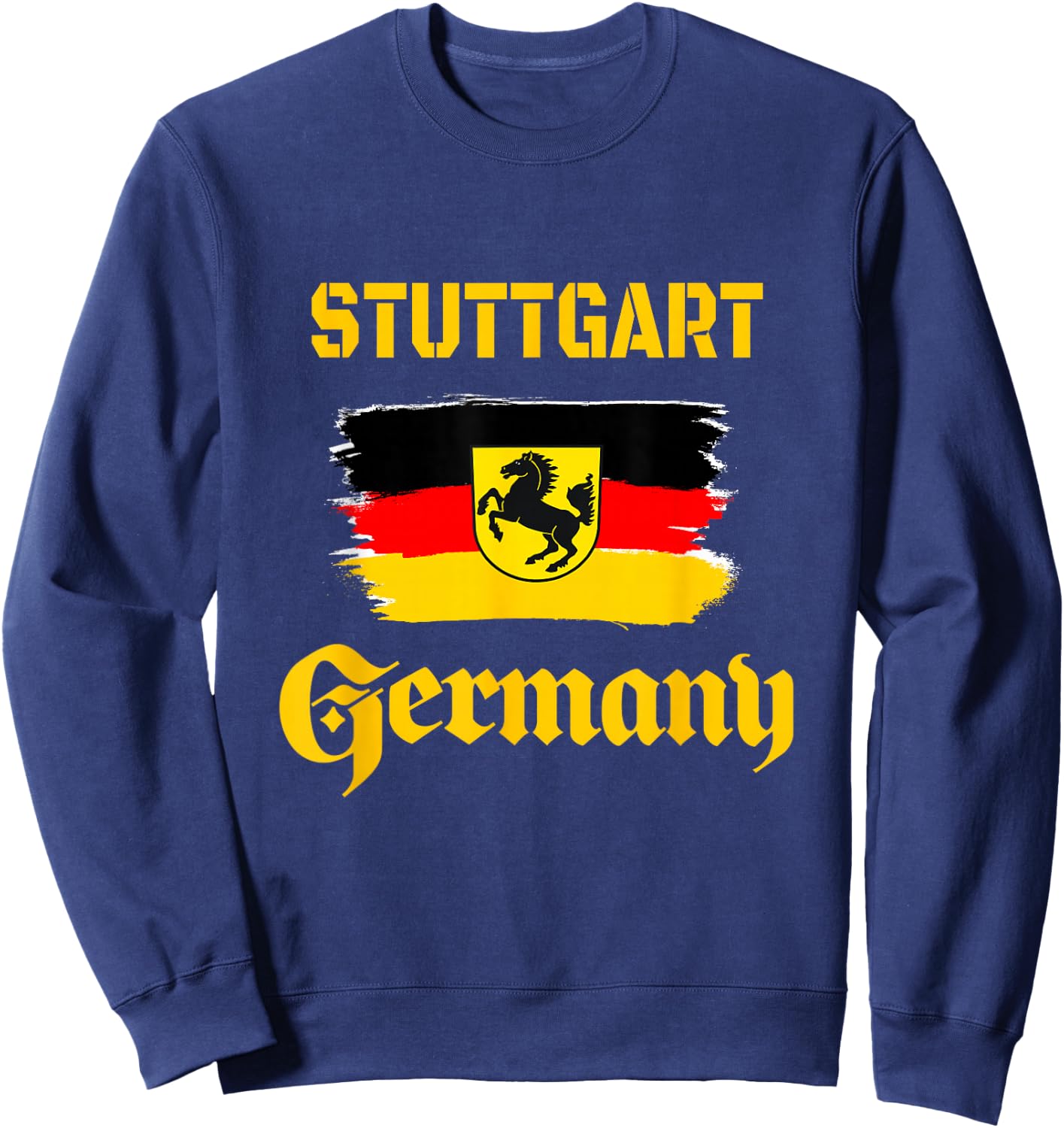 Stuttgart, Germany Deutschland shirts & gifts - Stuttgart Germany Football Souvenir - -Adults - Black - Small - Short Sleeve - Classic Fit - Cotton, Polyester Sweatshirt - Sweatshirt | Navy