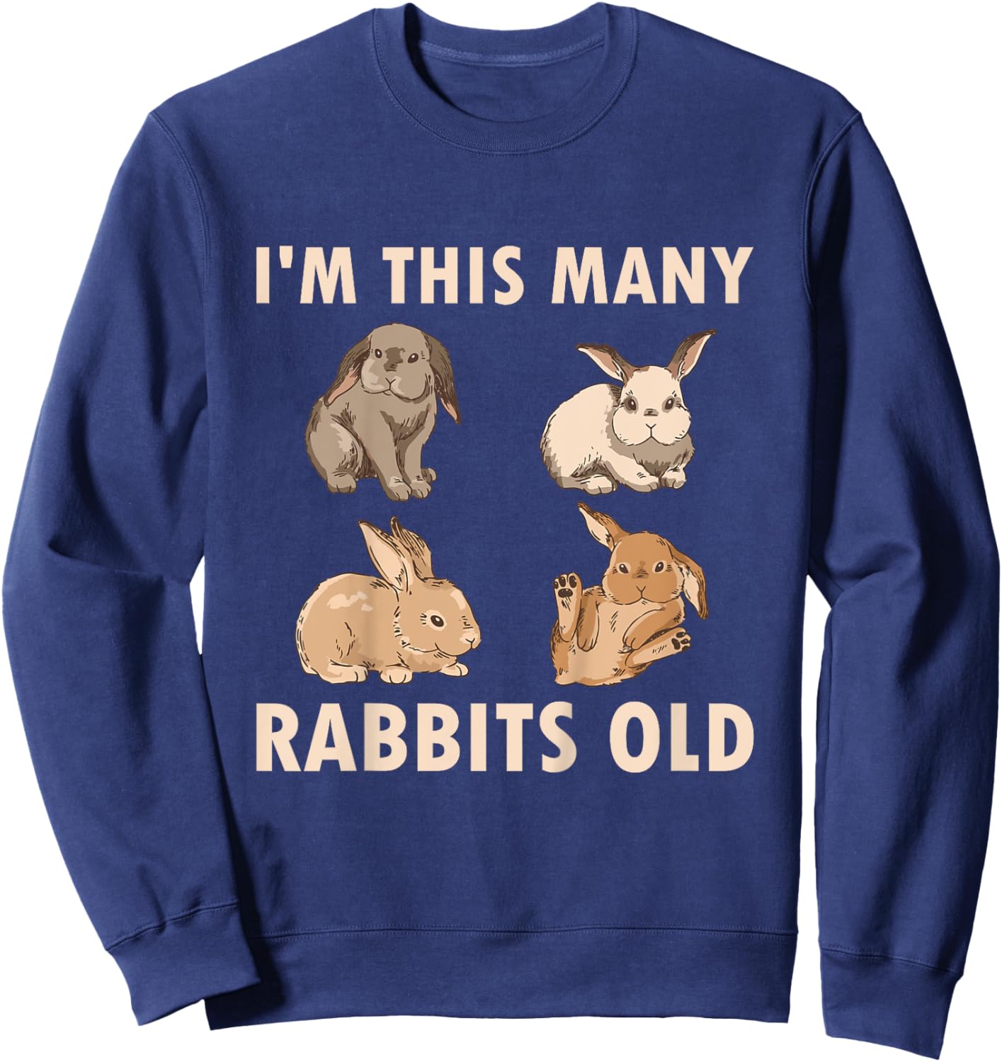 4 Year Old Bunny Rabbits Old 4th Birthday Sweatshirt - Sweatshirt | Navy