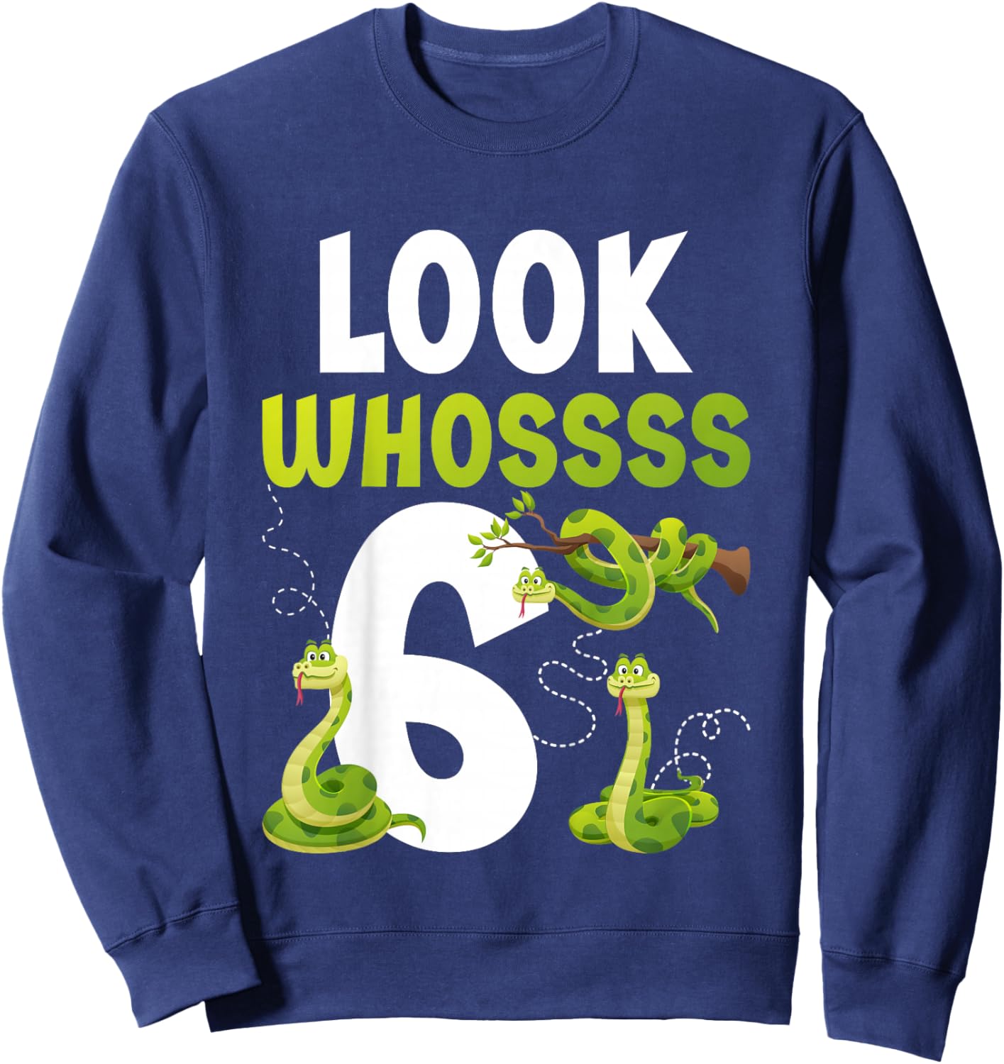 Kids 6th Reptile Birthday Six Year Old Snake Birthday Party Sweatshirt - Sweatshirt | Navy