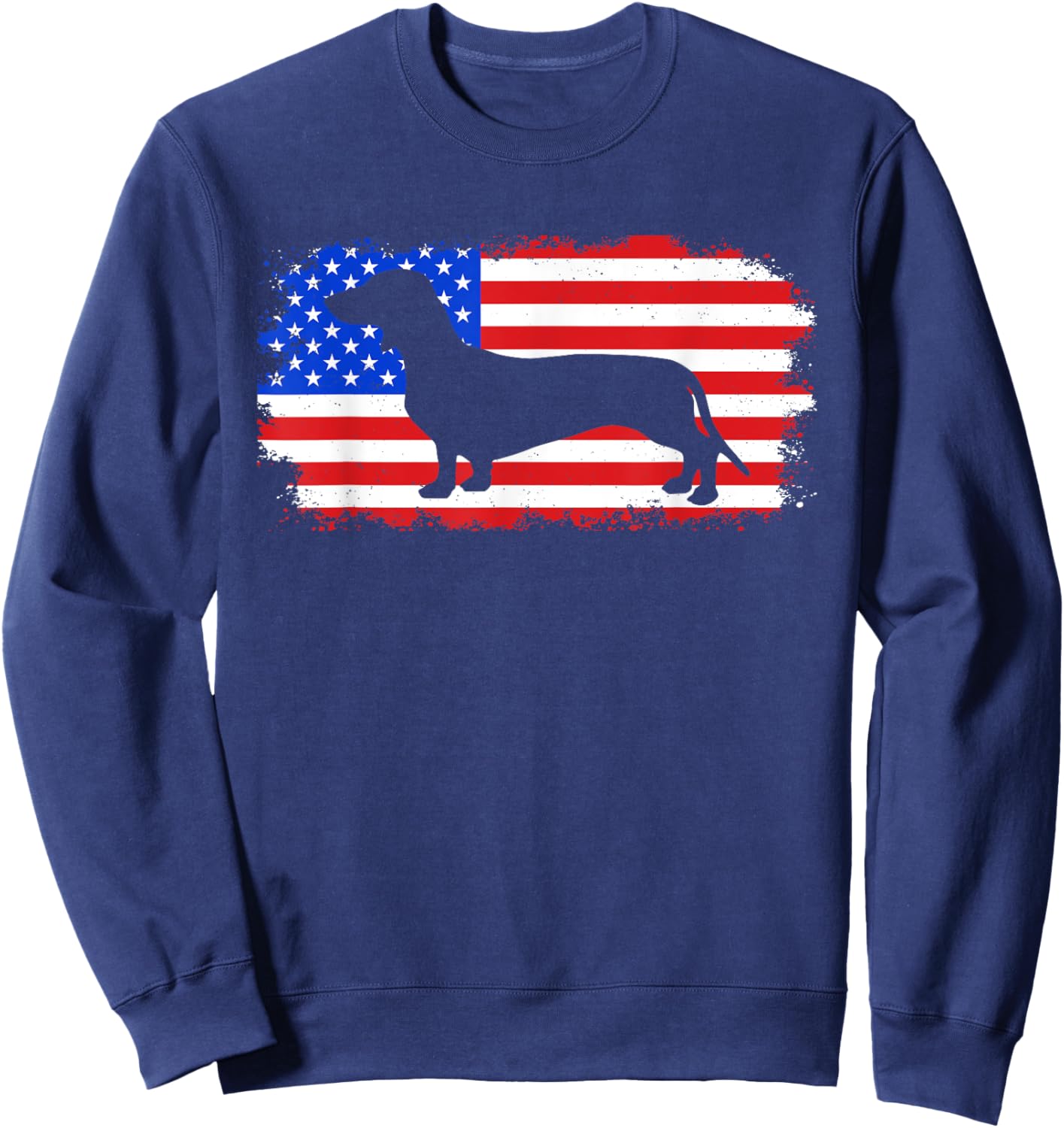Dachshund American Flag 4th of July Dog Patriotic Women Kids Sweatshirt - Sweatshirt | Navy