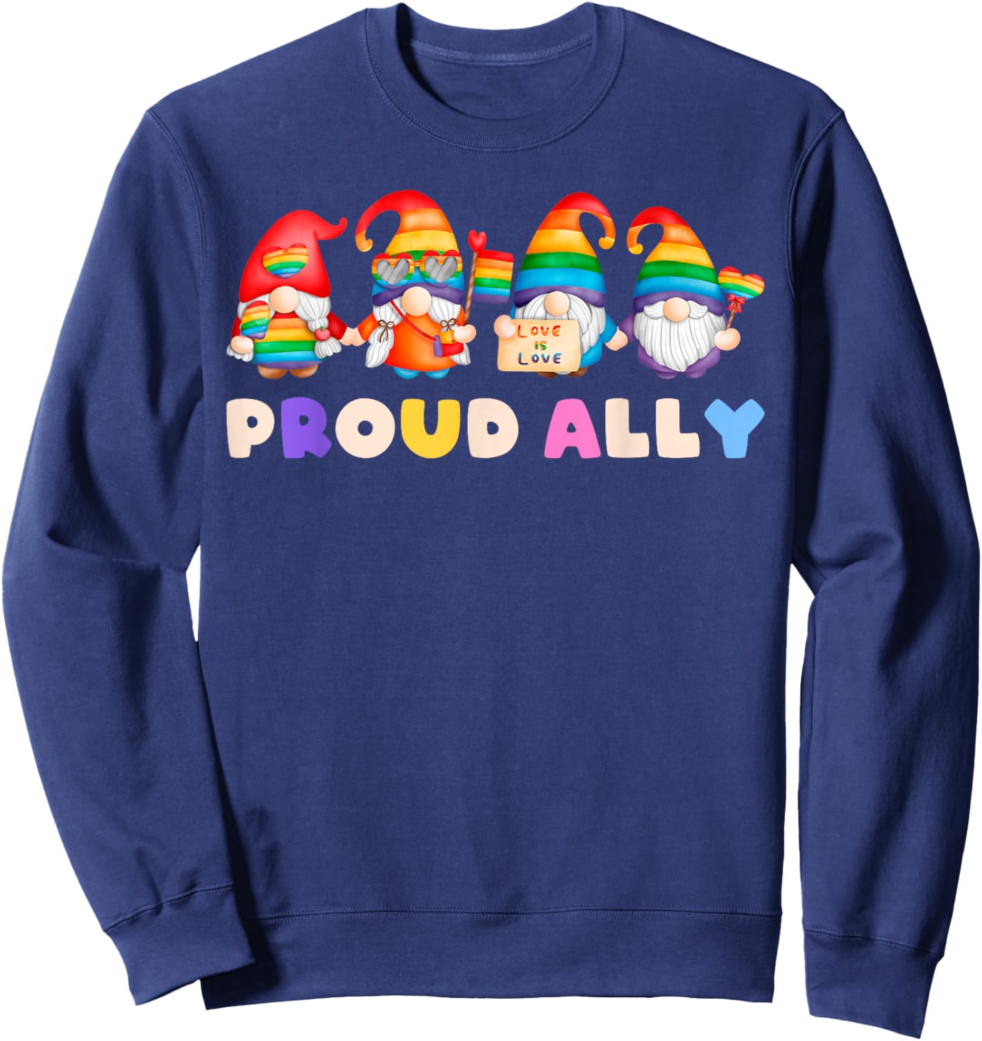 Proud Ally, Zwerge, LGBT Stolz, Regenbogenfarben, Straight Sweatshirt - Sweatshirt | Navy