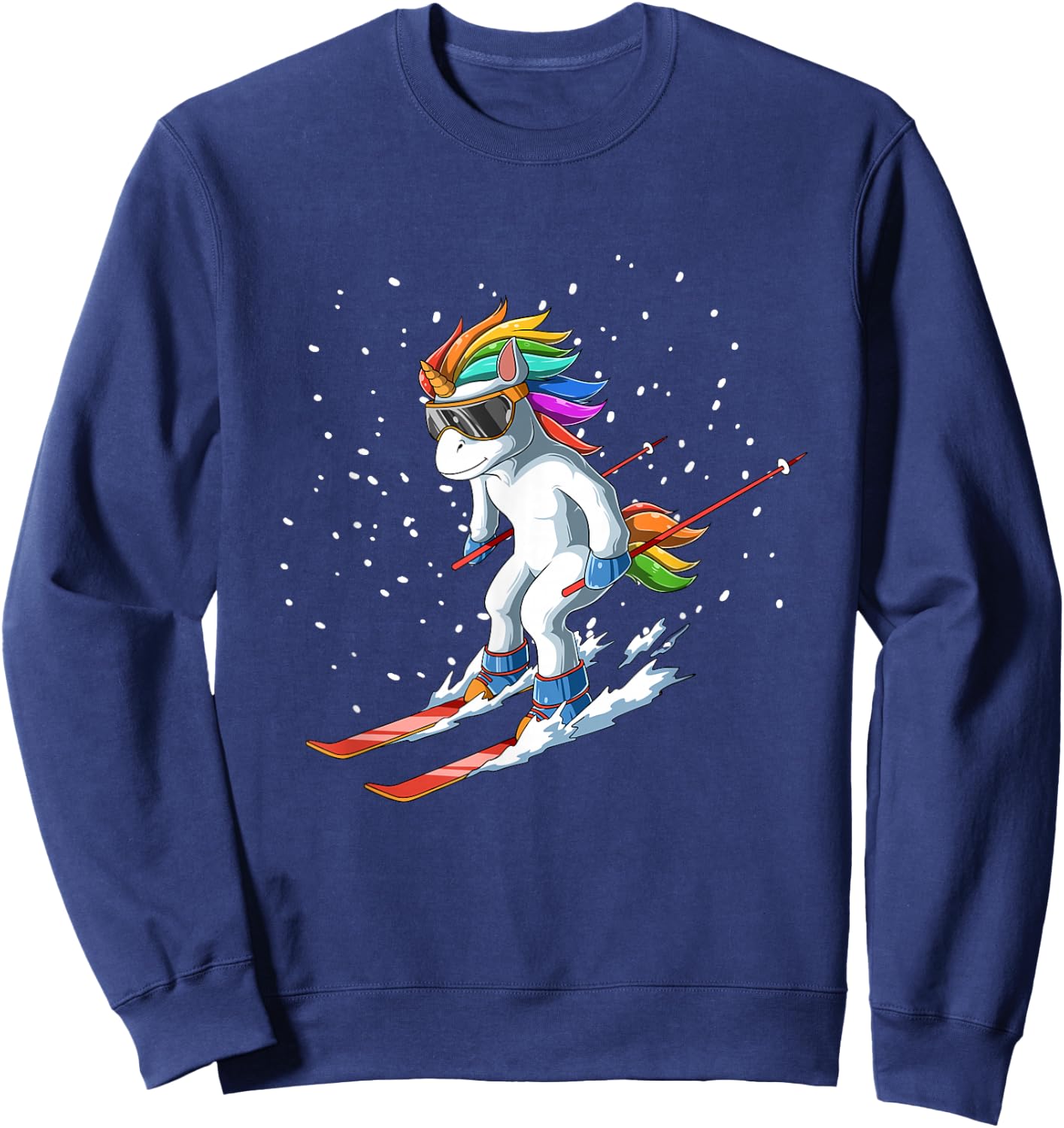 Unicorn on Ski - Funny Ski Gift Sweatshirt - Sweatshirt | Navy