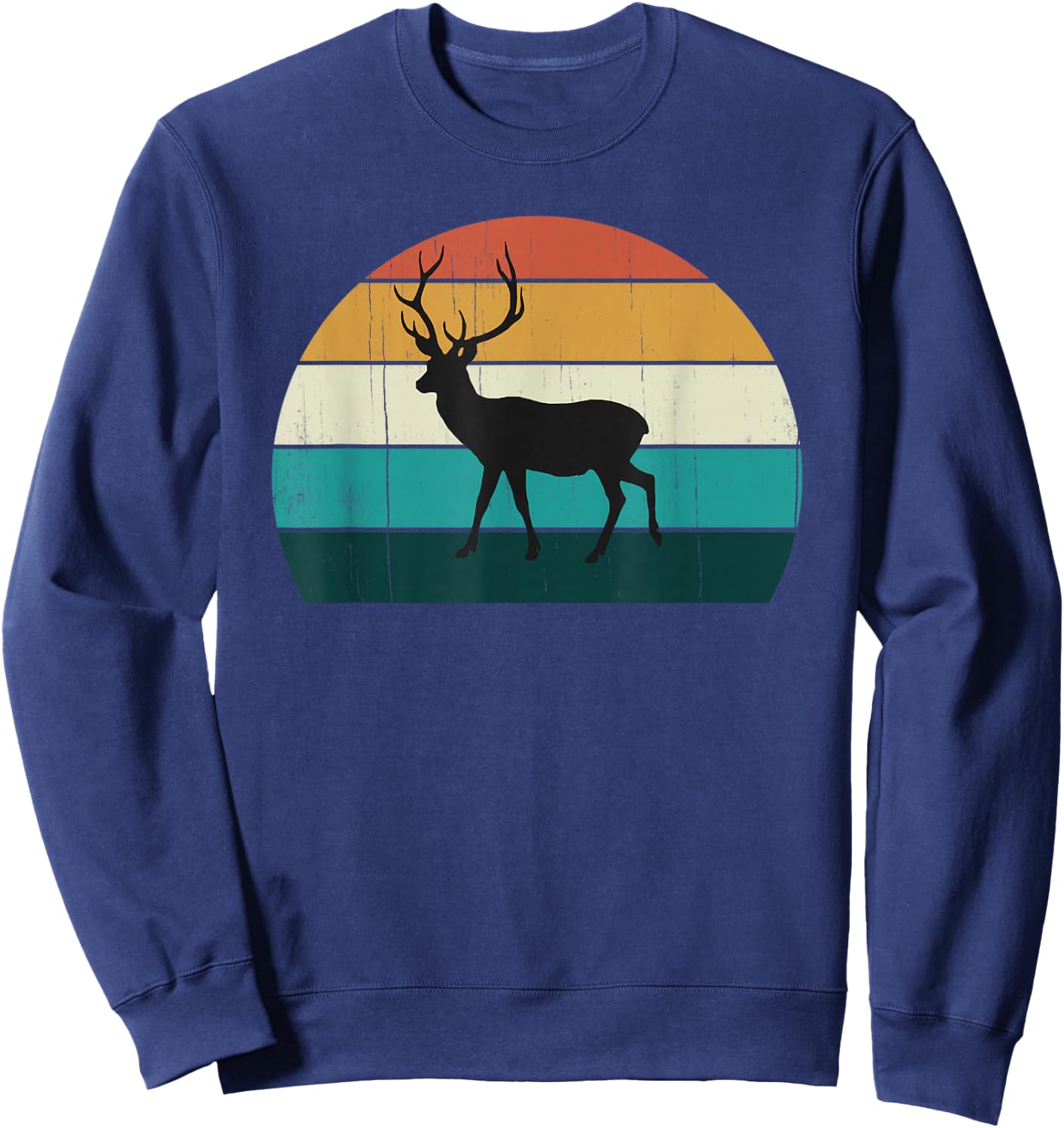 Funny Retro Deer Cool Sunset Gift Sweatshirt - Sweatshirt | Navy