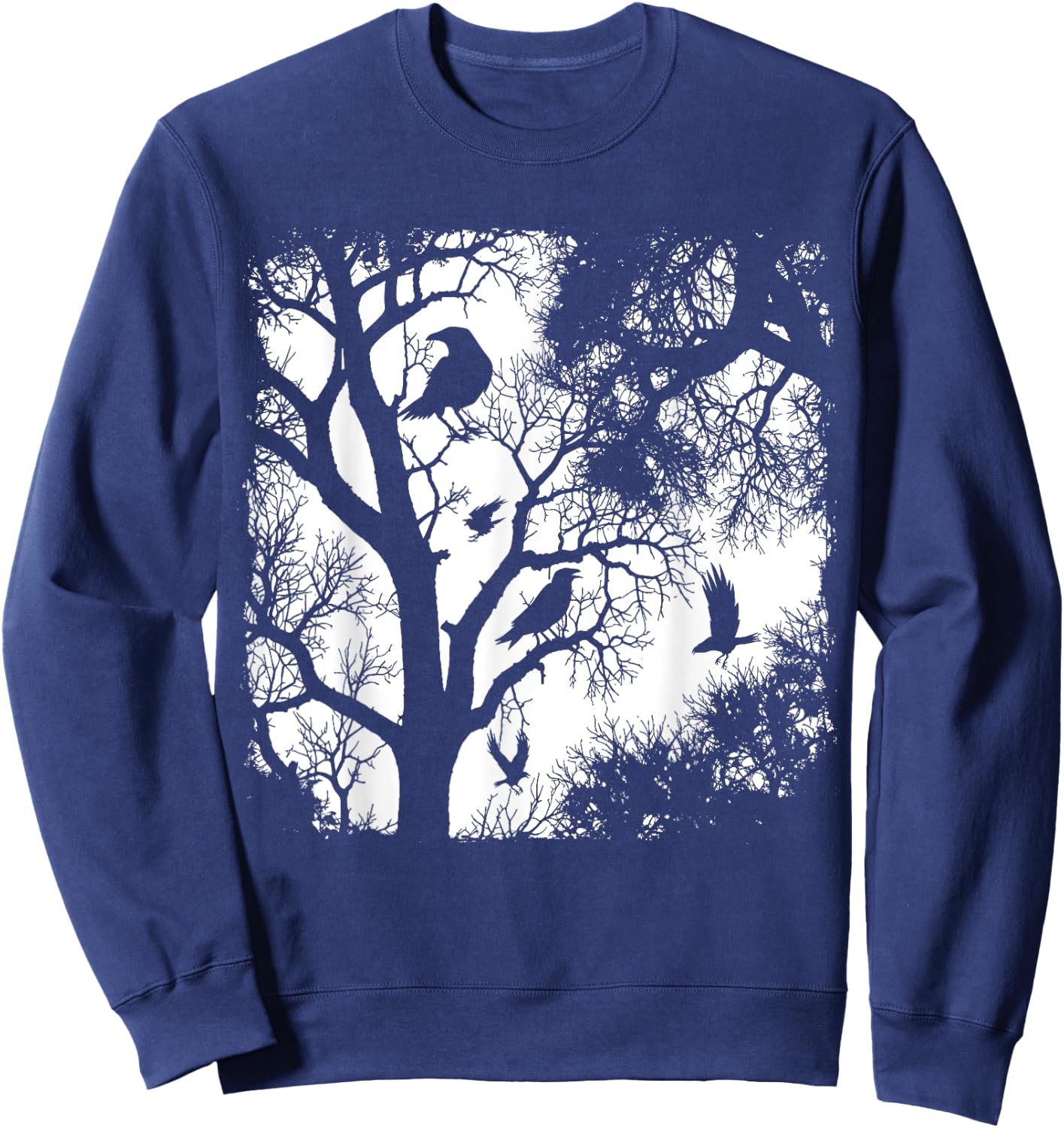 Gothic Raven Tree Dark Forest Crow Night Wilderness Aesthe Sweatshirt - Sweatshirt | Navy