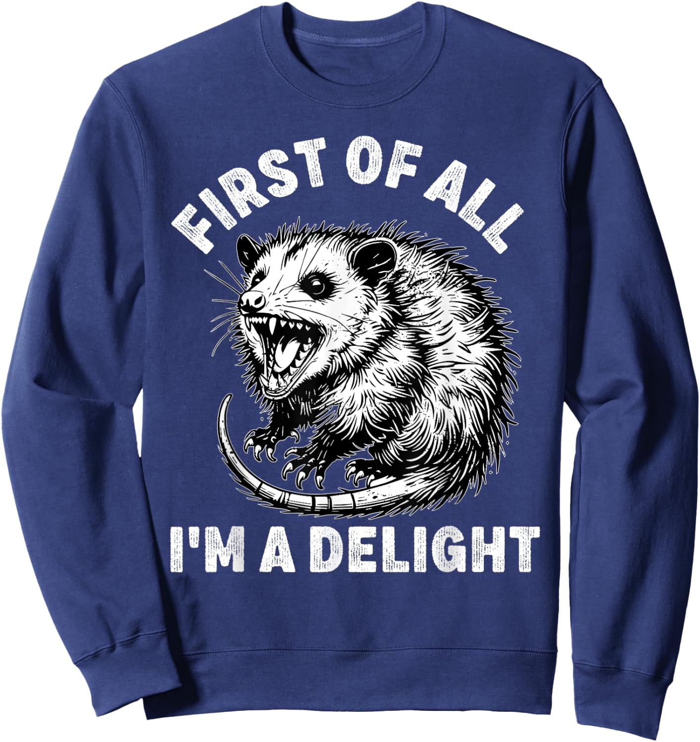 First of All I'm a Delight Men Women Funny Possum Possum Sweatshirt - Sweatshirt | Navy