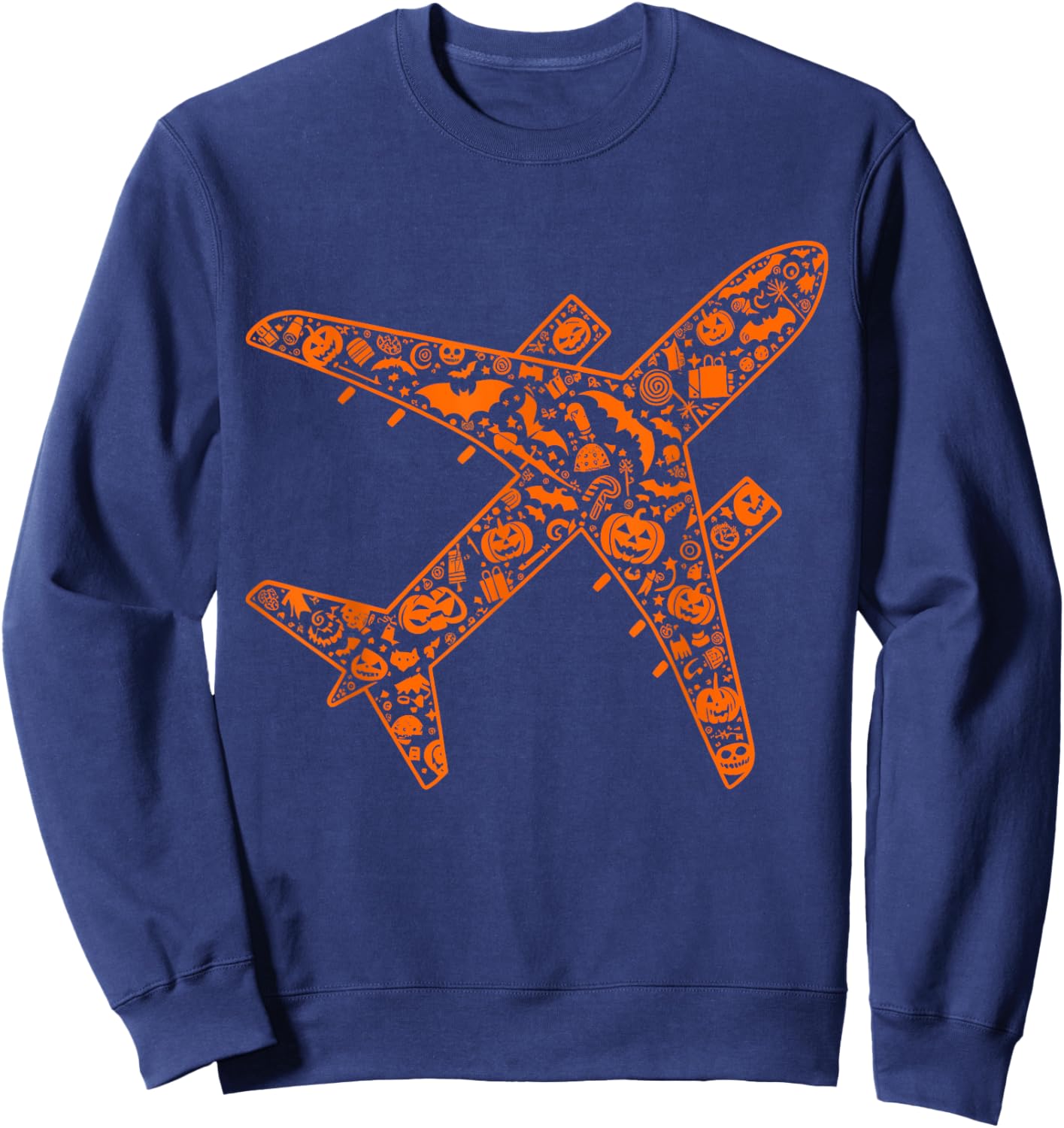 Funny Pumpkin Airplane Candy Halloween Kids Sweatshirt - Sweatshirt | Navy