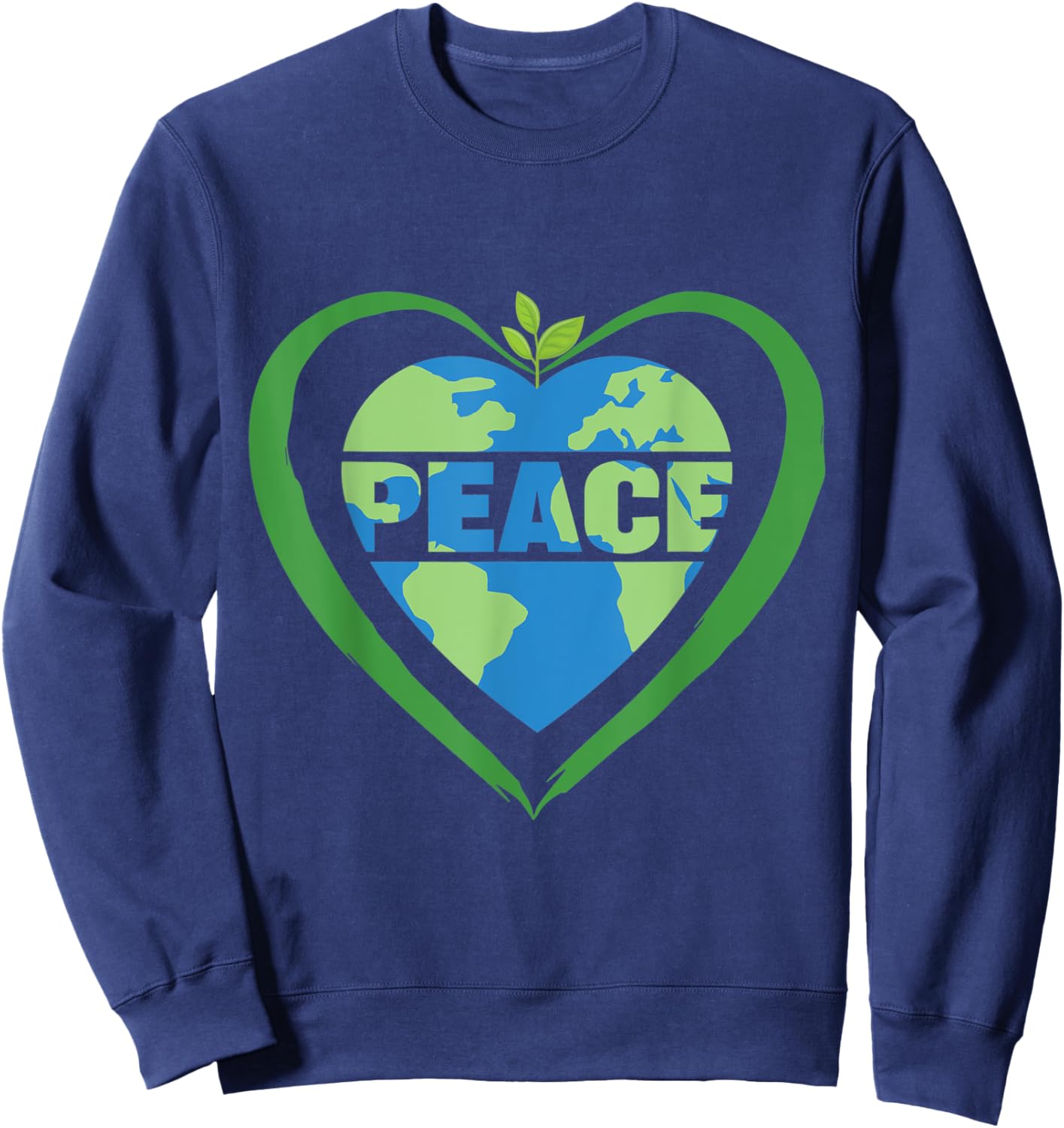 Peace Eco-friendly Heart Earth Day Sweatshirt - Sweatshirt | Navy