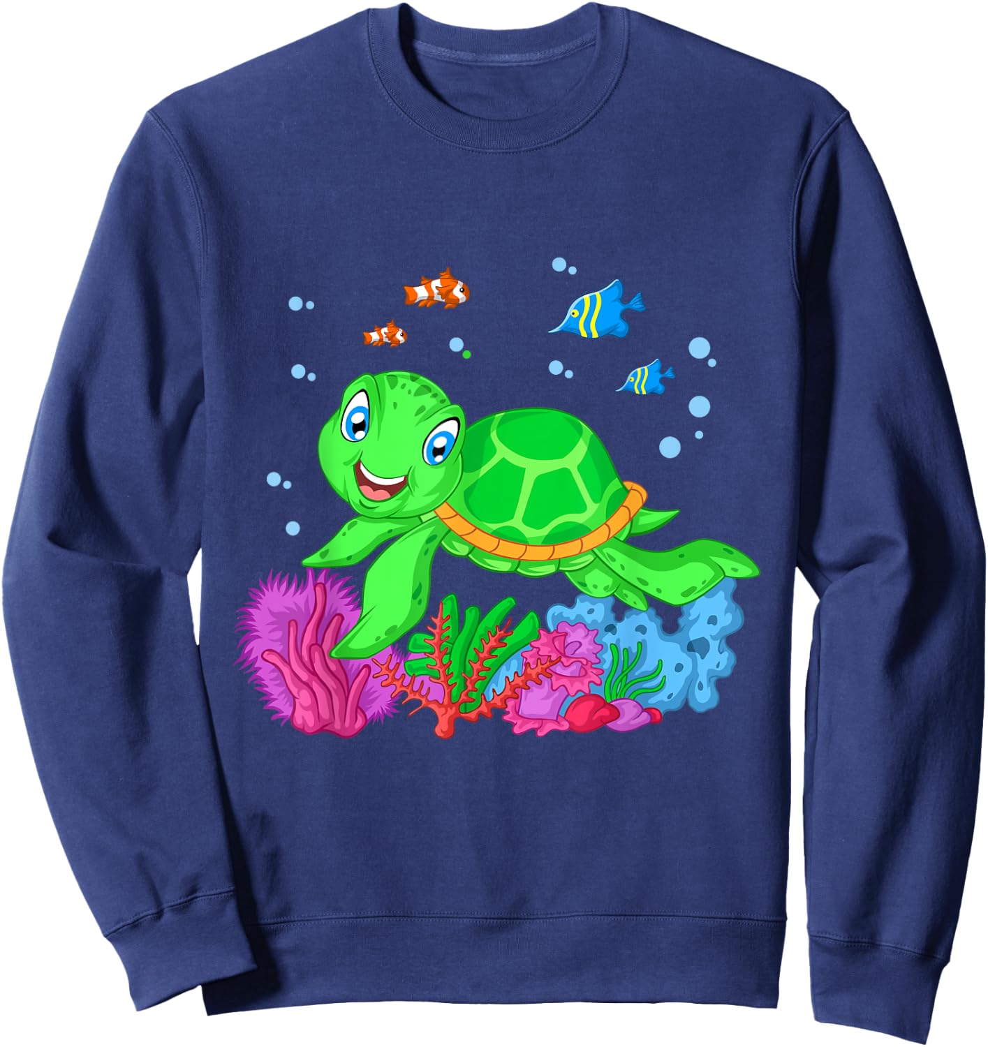 Turtle Cute Sea Animal | Ocean Creature Adult & Kids Sweatshirt - Sweatshirt | Navy