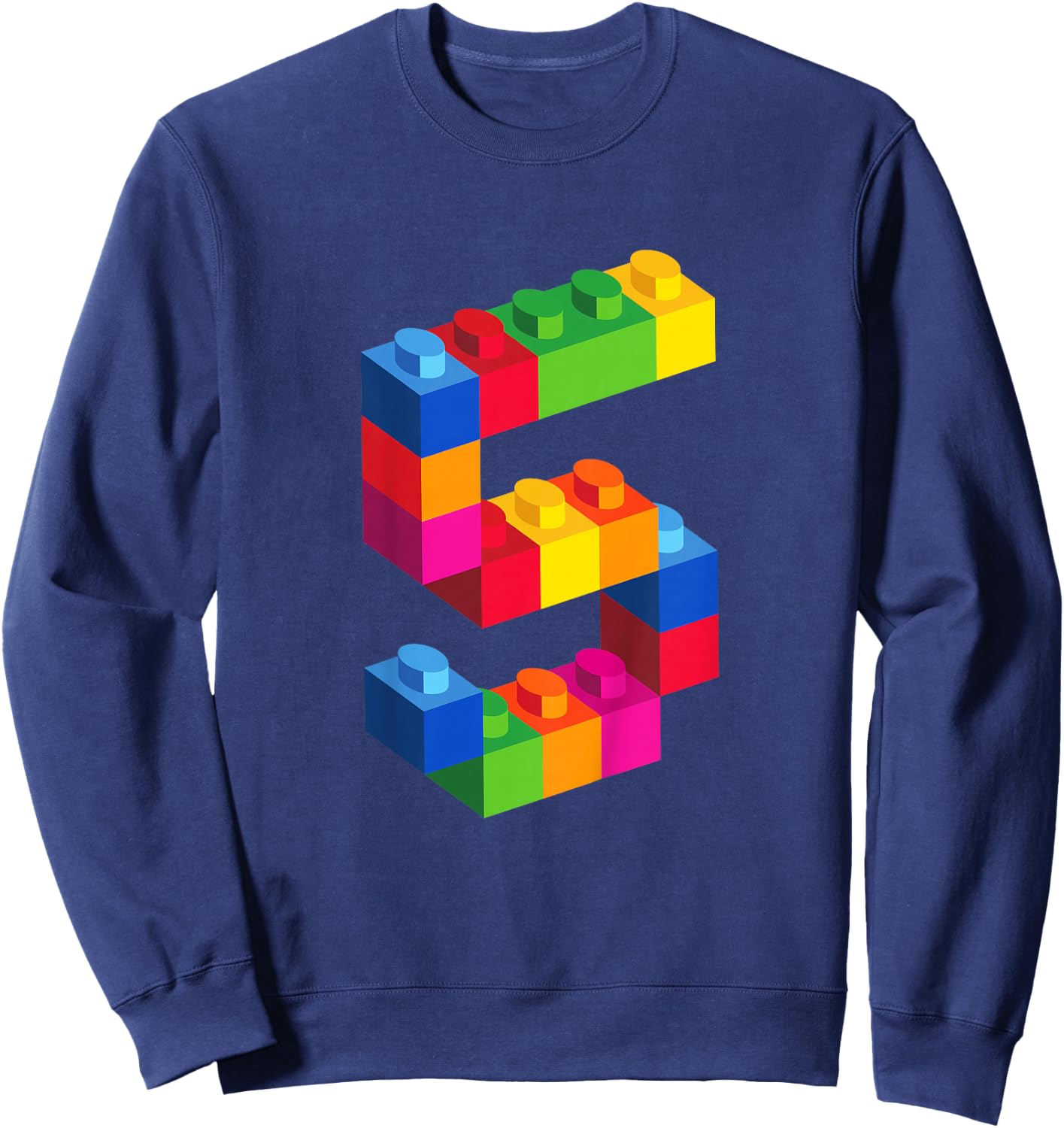 5 Year Old Building Blocks Birthday T Shirt Bricks 5th Gift Sweatshirt - Sweatshirt | Navy