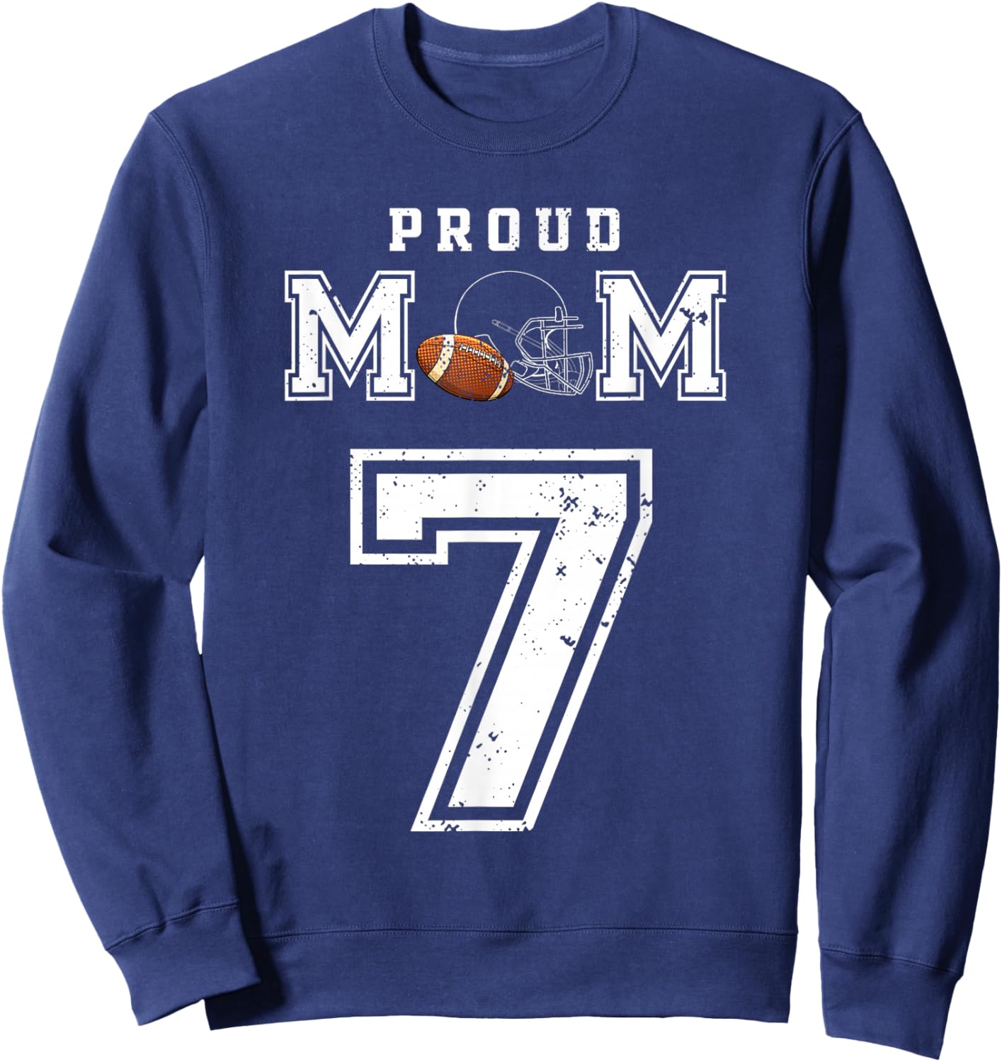 Custom Proud Football Mom Number 7 Personalized Sweatshirt - Sweatshirt | Navy