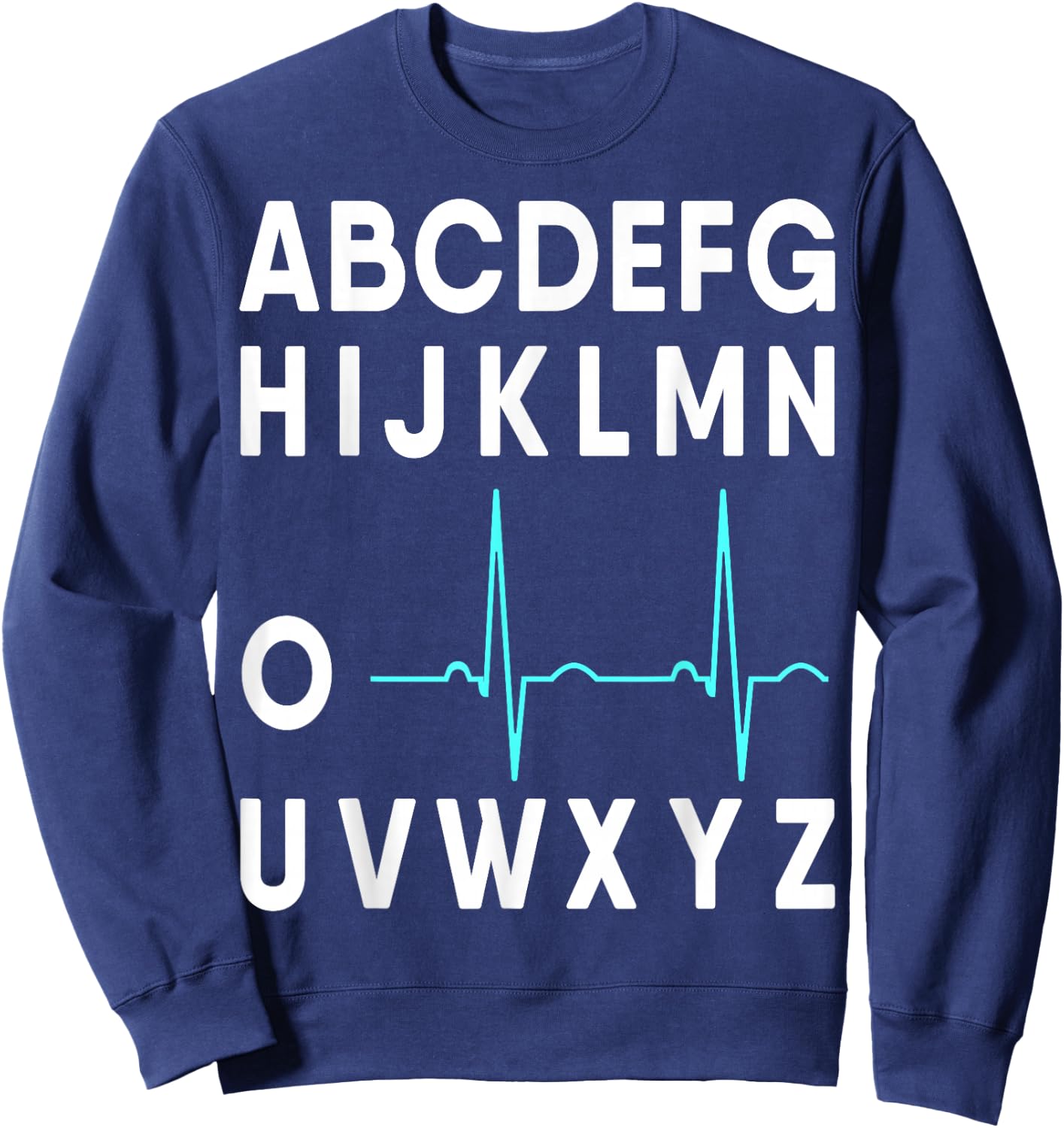 Med School Co. EKG Alphabet Heartbeat Line Doctor Nurse Sweatshirt - Sweatshirt | Navy
