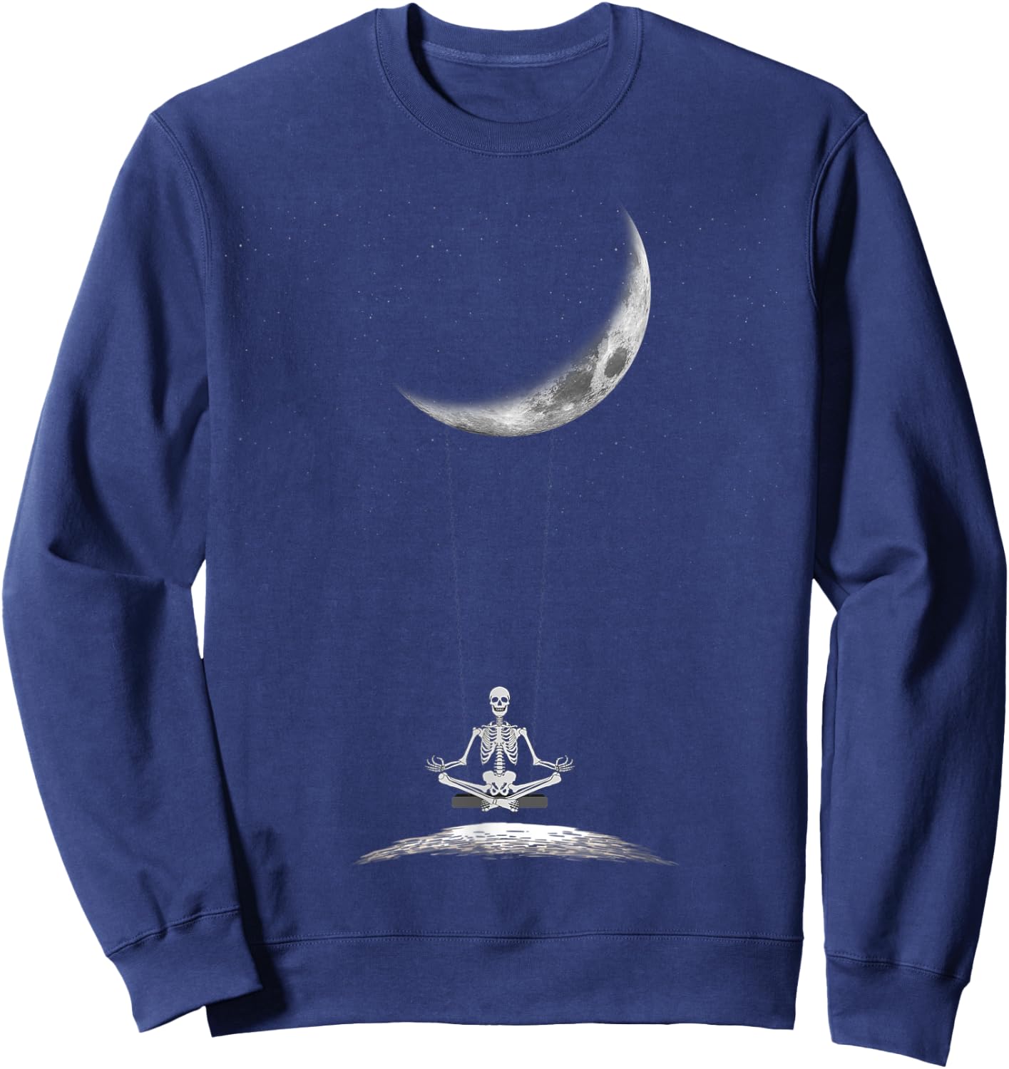 Yoga Skeleton On Moon Spooky Halloween for a Yoga Fan Sweatshirt - Sweatshirt | Navy
