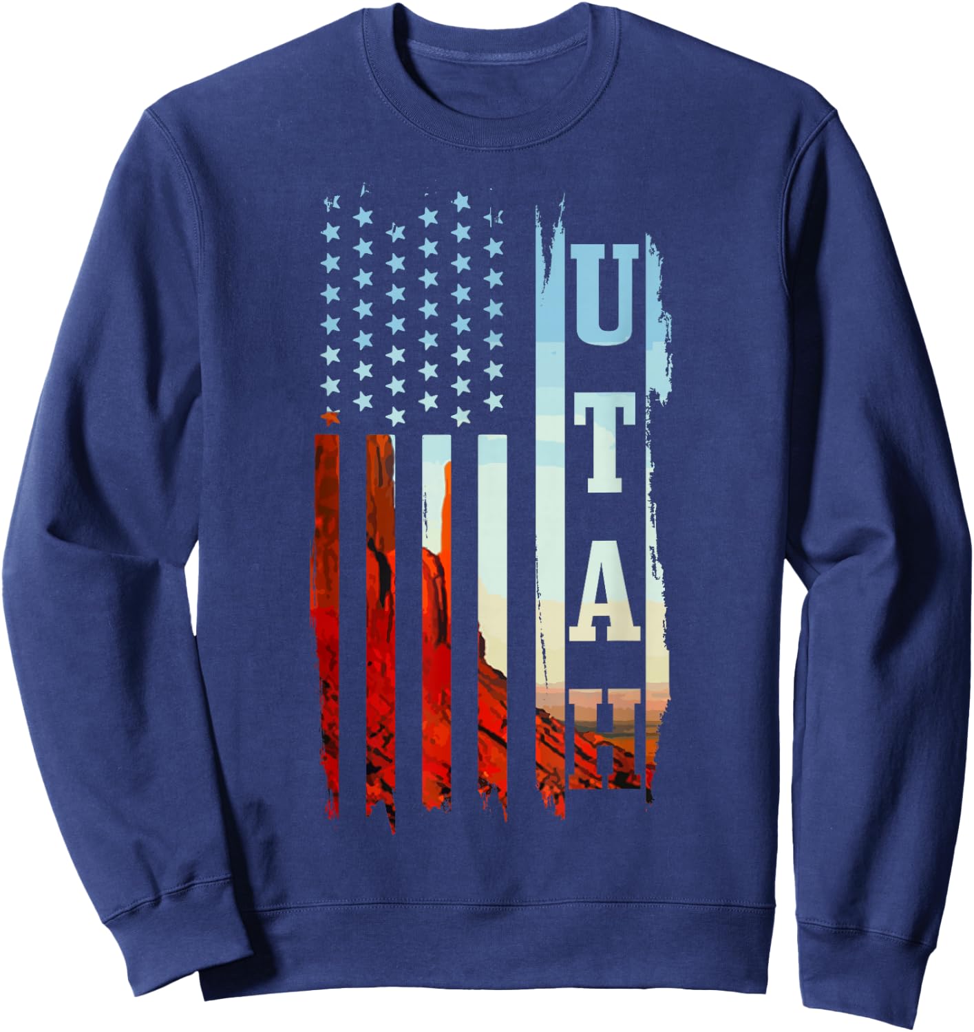 Utah American Flag Pride Grand Canyon Patriotic Gift Sweatshirt - Sweatshirt | Navy