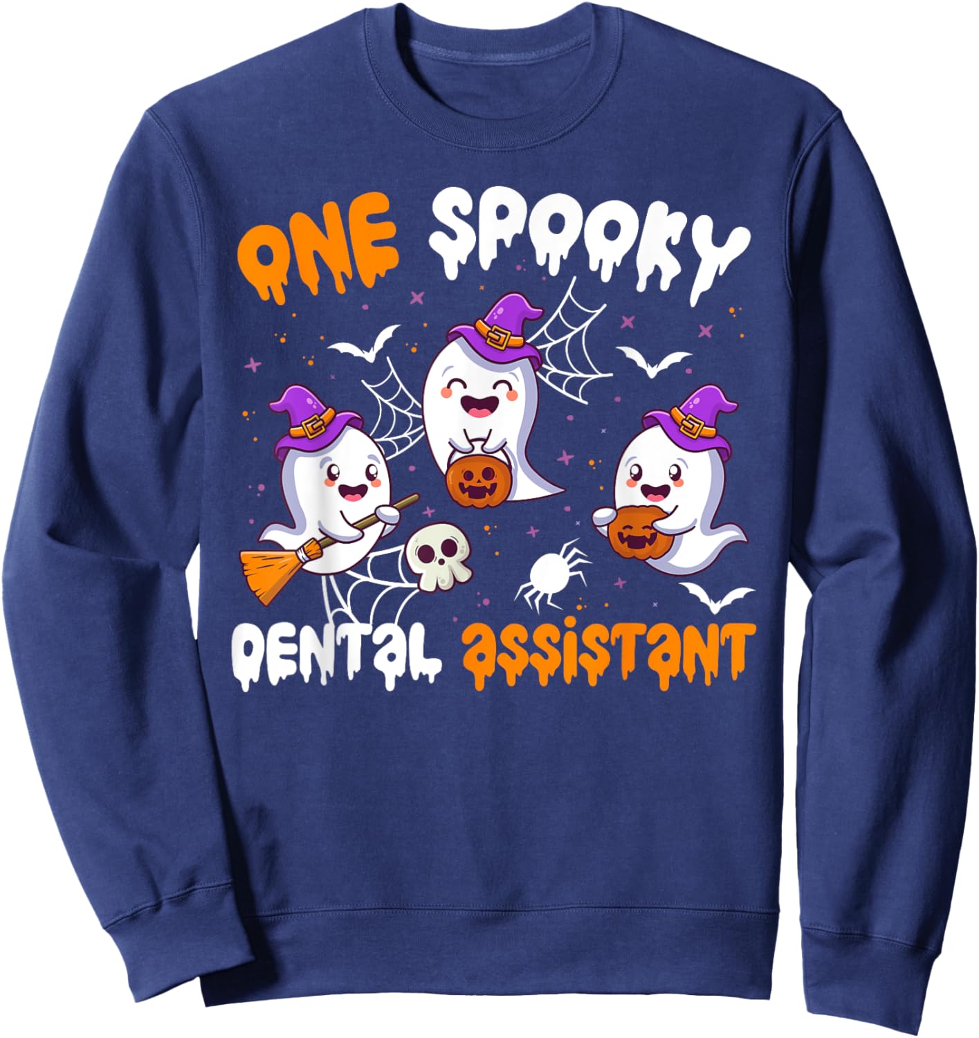 One Spooky Dental Assistant Halloween Dental Assisting Sweatshirt - Sweatshirt | Navy