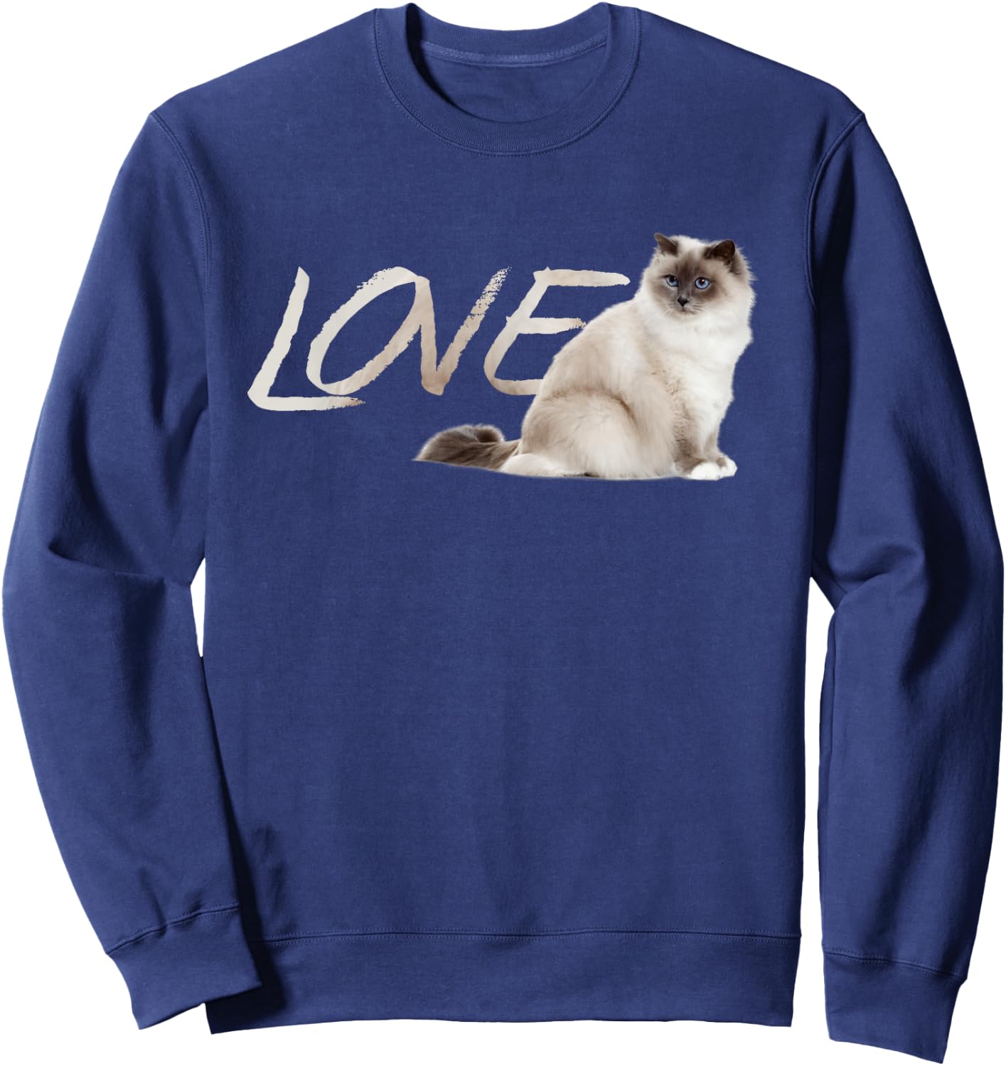 Himalayan Birman Ragdoll Snowshoe LOVE Kitten Sweatshirt - Sweatshirt | Navy