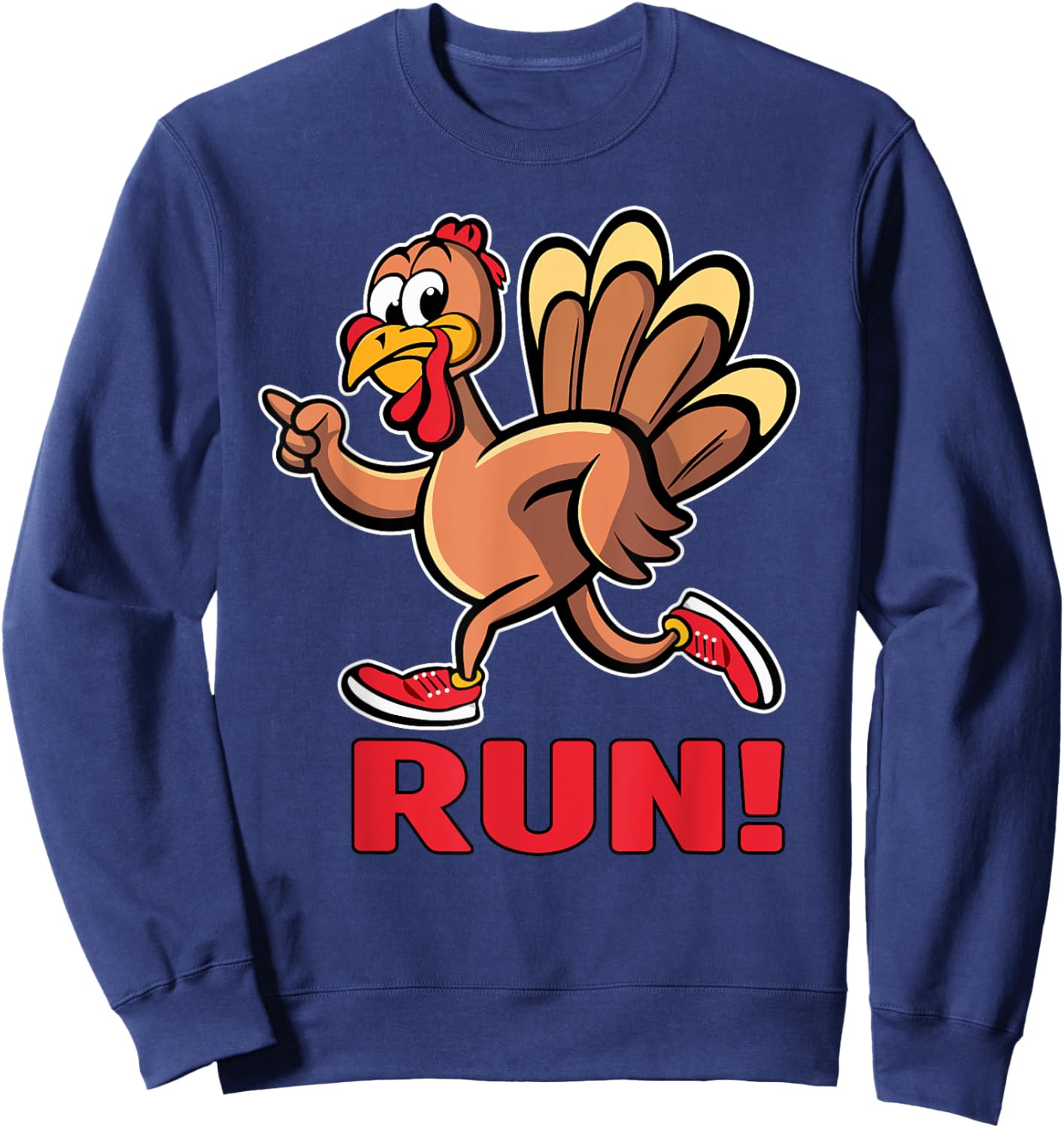 Funny Turkey Trot Run Thanksgiving Turkey Running Kids Adult Sweatshirt - Sweatshirt | Navy