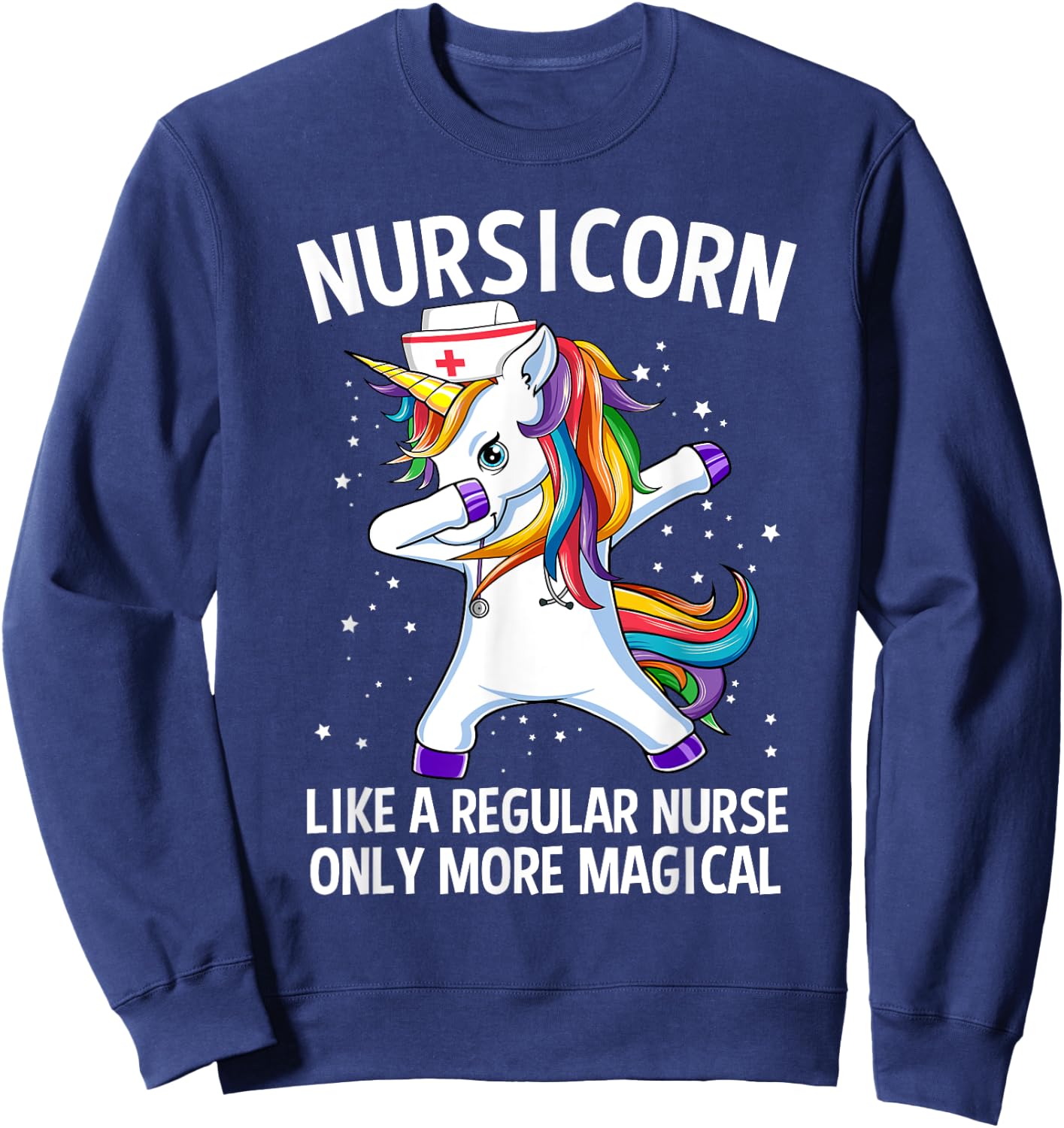 Dabbing Unicorn Nursicorn Funny Nurse Sweatshirt - Sweatshirt | Navy