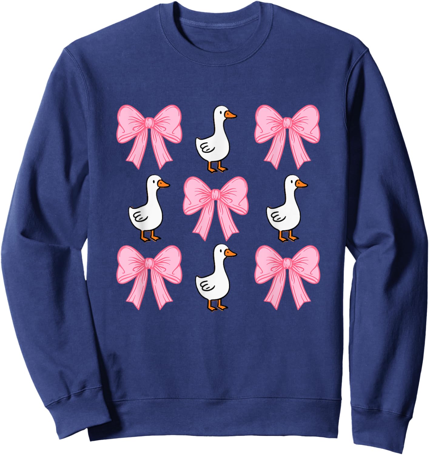 Cute Coquette Bow Goose Duck Fall Halloween Girl Women Gift Sweatshirt - Sweatshirt | Navy