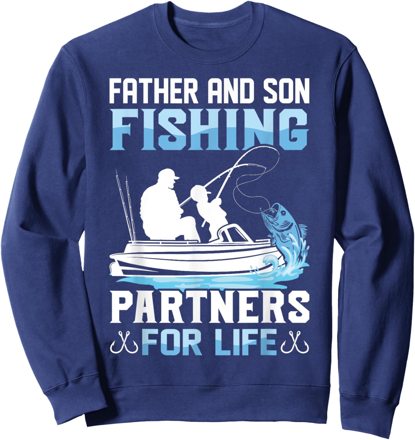 Father Son Fishing Partners For Life Funny Dad Son Matching Sweatshirt - Sweatshirt | Navy