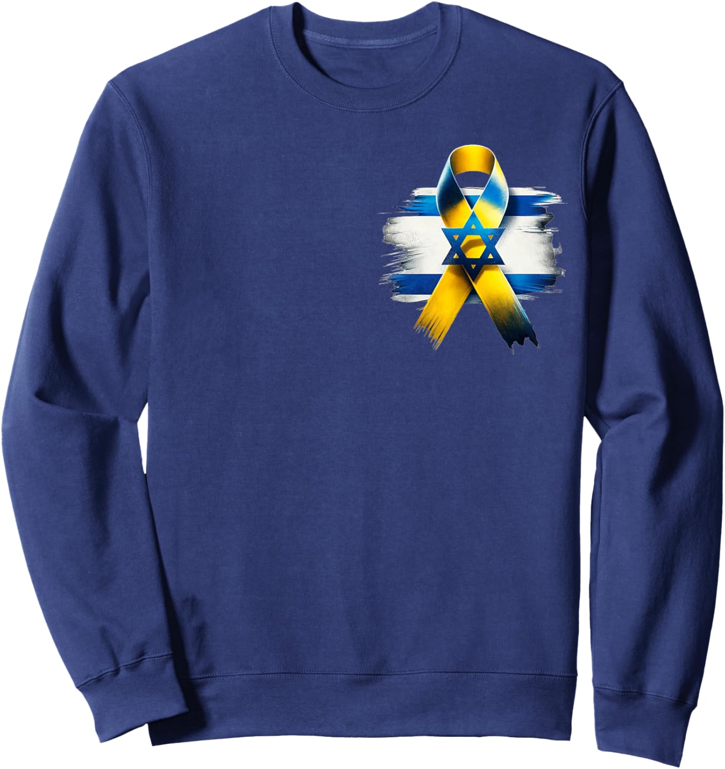 Israel Flag - Yellow Ribbon - Bring Them Home Now - Israel Sweatshirt - Sweatshirt | Navy