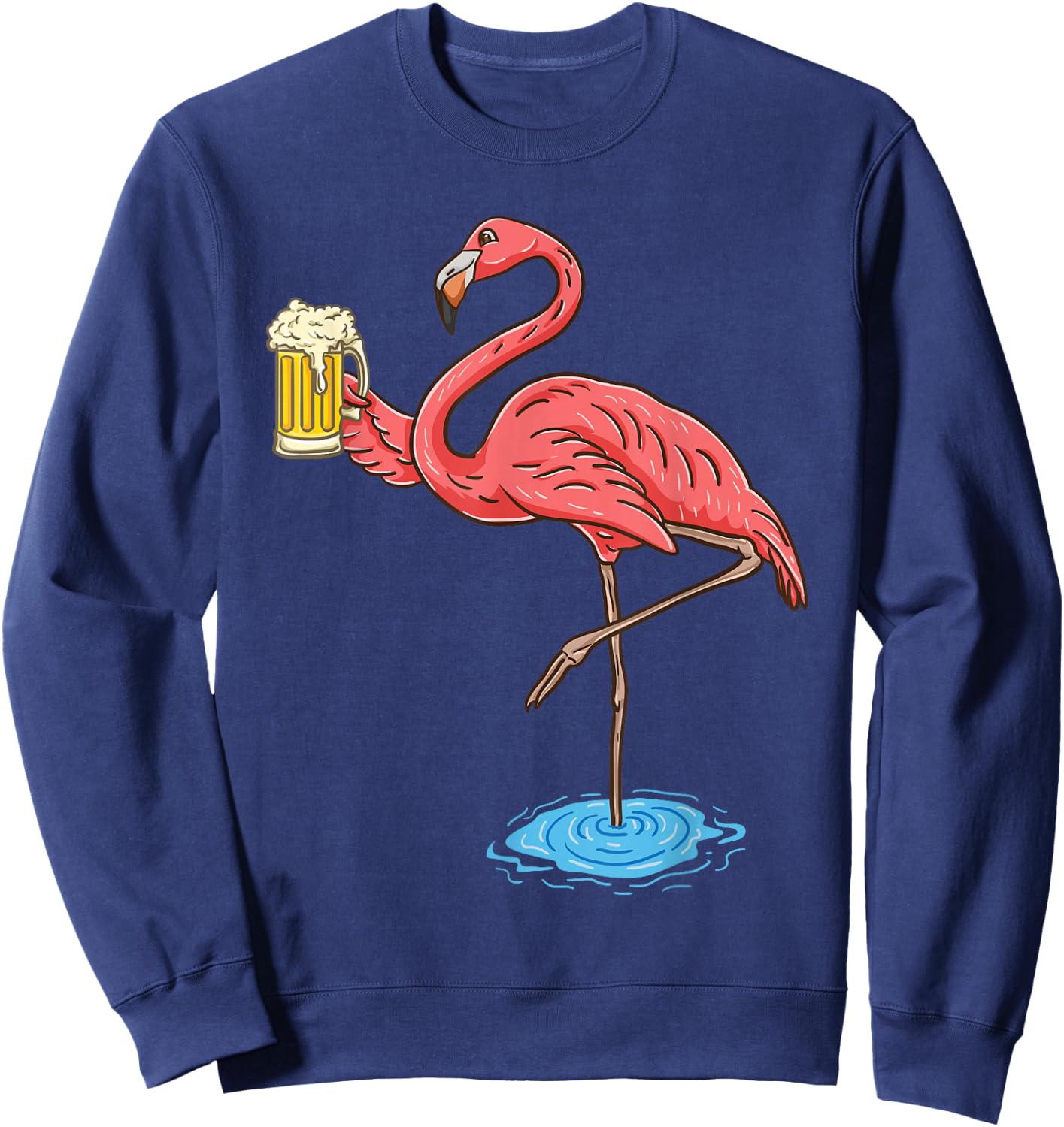 Flamingo Drinking Beer Sweatshirt - Sweatshirt | Navy