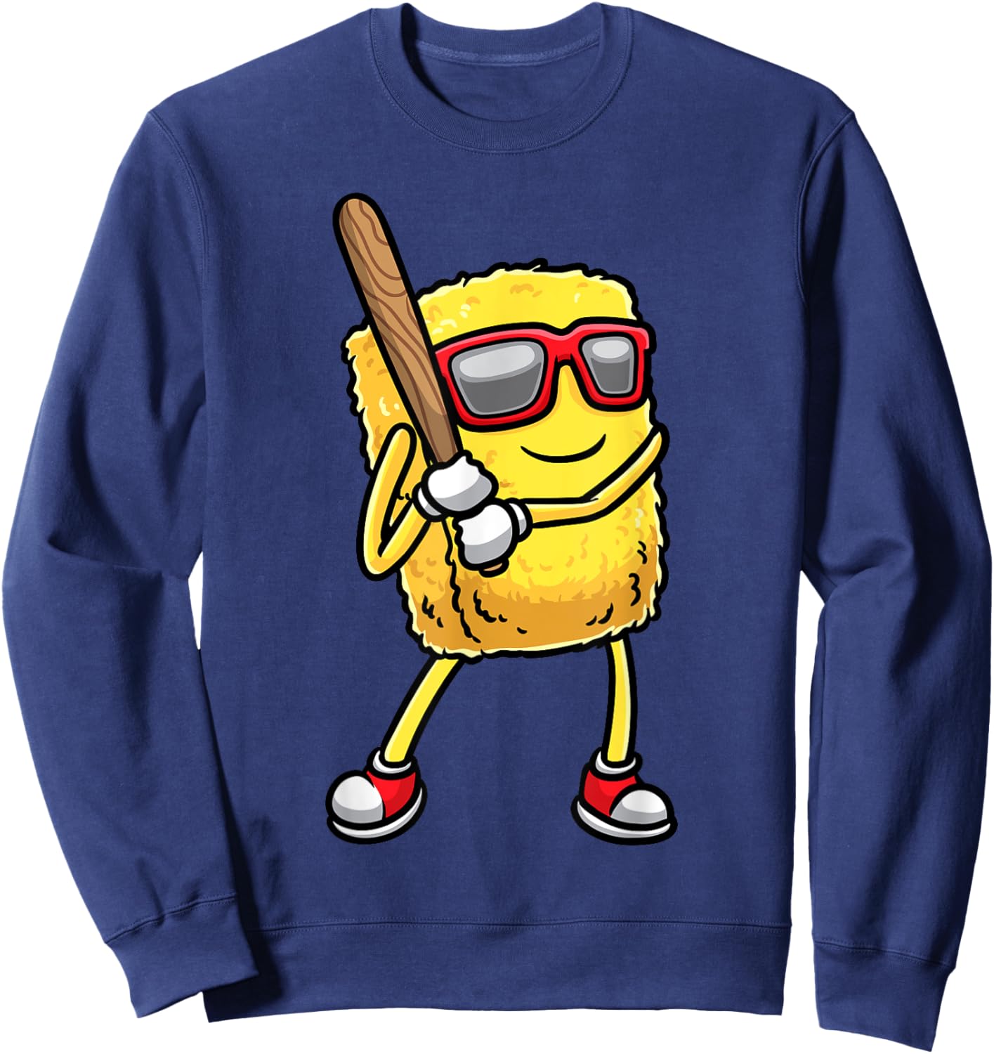 Baseball Player Chicken Nugget Playing Baseball Kids Men Sweatshirt - Sweatshirt | Navy