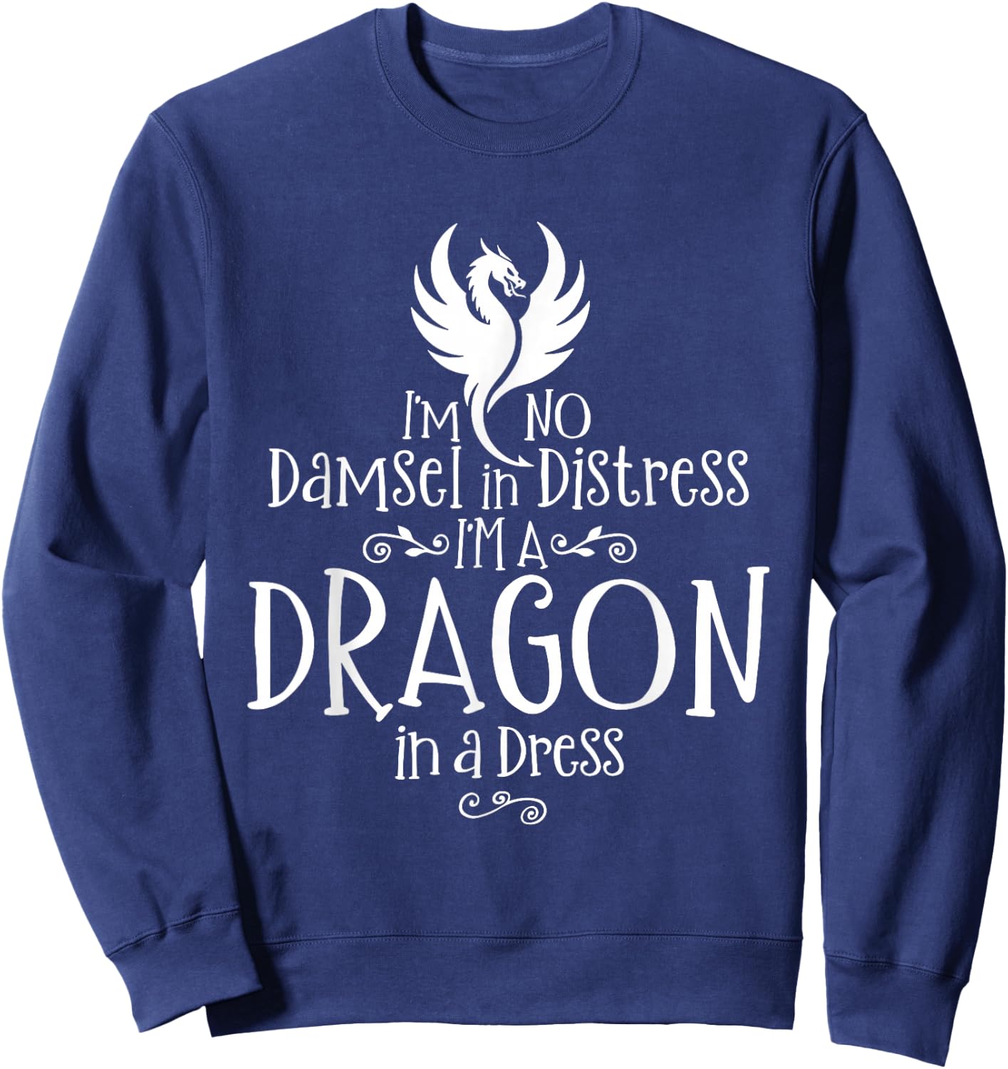 Crafty Snail I'm No Damsel In Distress, I'm A Dragon In A Dress Kids Sweatshirt - Sweatshirt | Navy