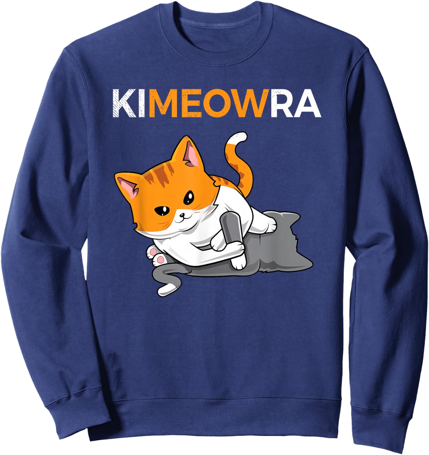 Jiu Jitsu Kimura & Cute Kawaii Cat Funny BJJ Sweatshirt - Sweatshirt | Navy