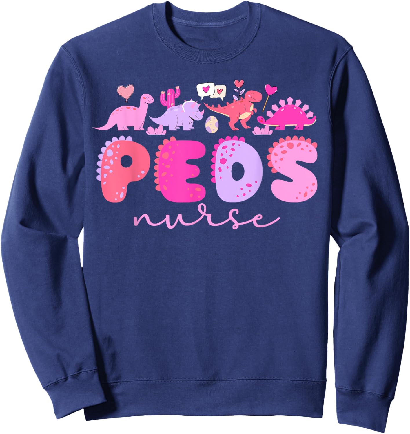 Valentine Peds Nurse Valentines Day Pediatric Nurse Sweatshirt - Sweatshirt | Navy