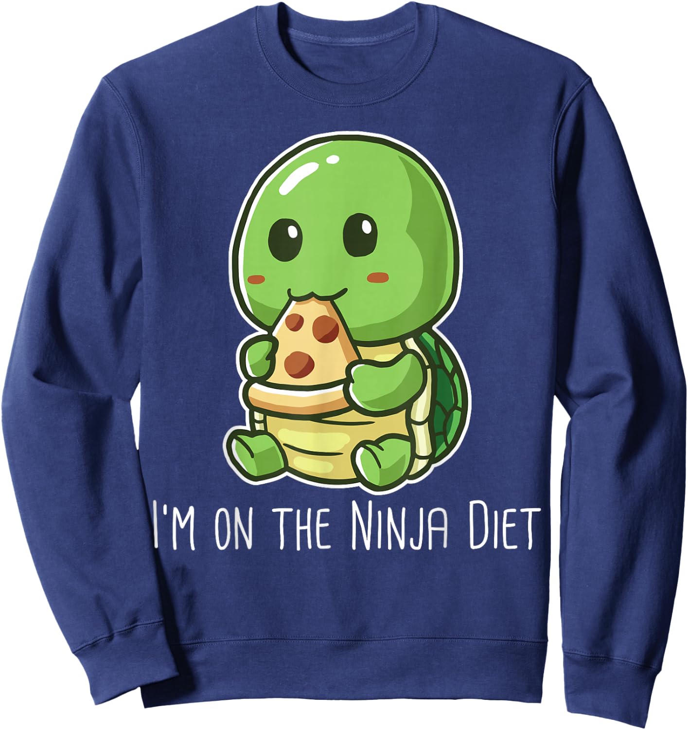 Funny Turtle Eating Pizza Design – I'm On The Diet Nerd Geek Sweatshirt - Sweatshirt | Navy