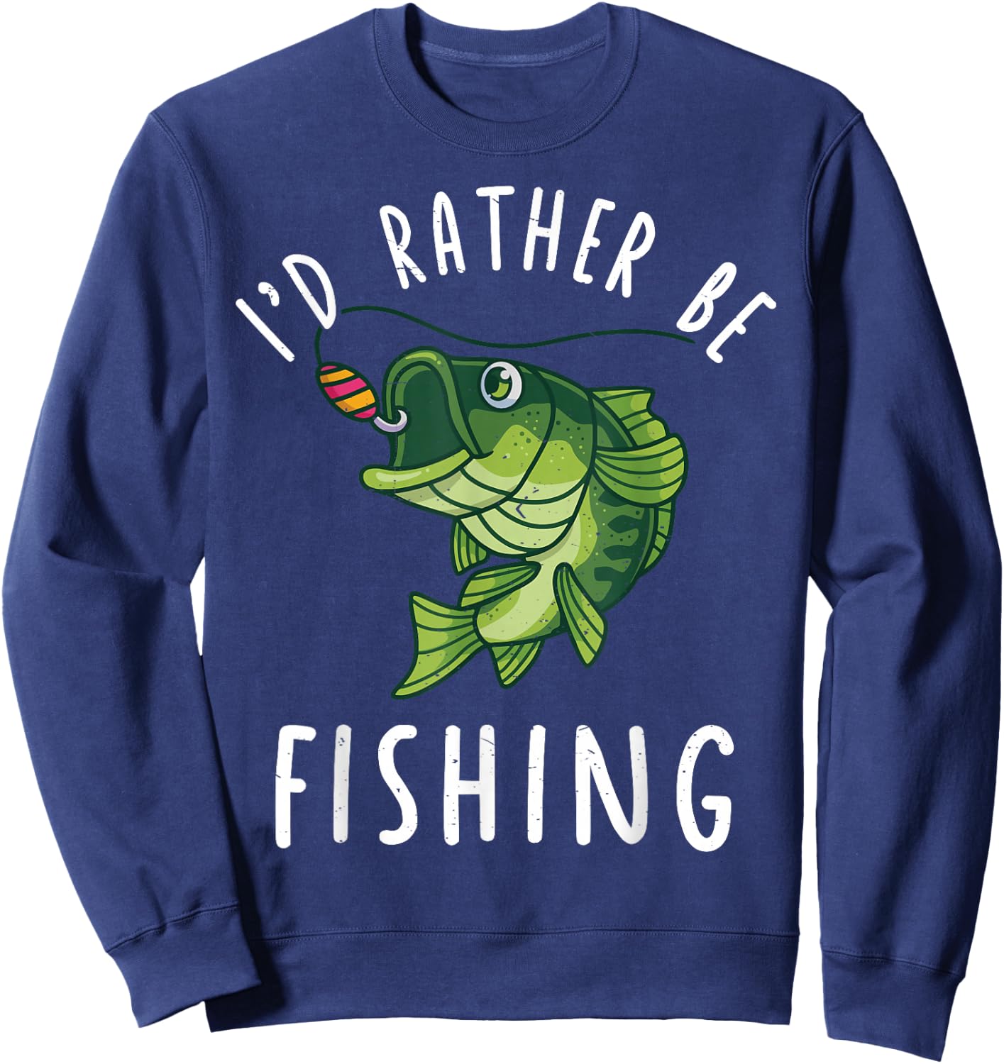 Boy Kids I'd Rather Be Fishing-Shirt Funny Bass Fishing Gift Sweatshirt - Sweatshirt | Navy