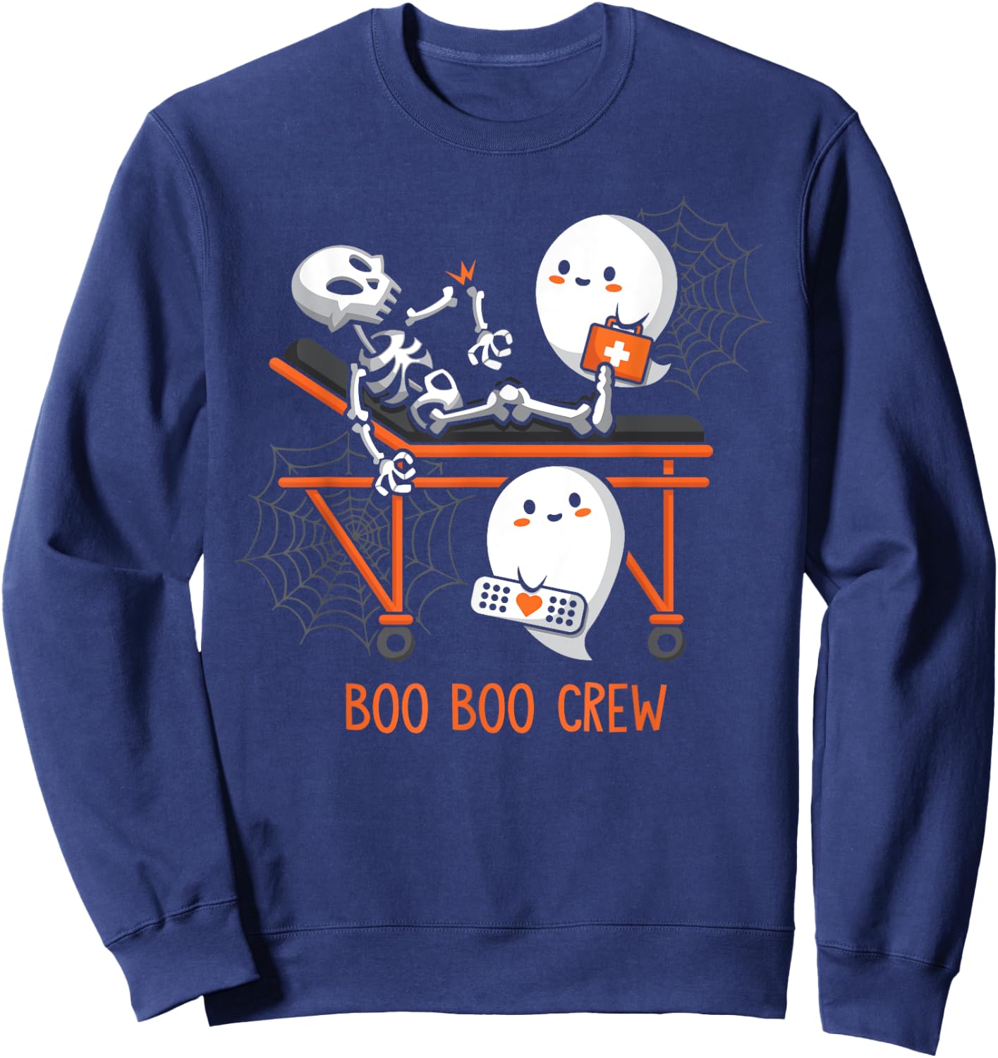 Boo Boo Crew Ghost Doctor Paramedic EMT Nurse Halloween Sweatshirt - Sweatshirt | Navy