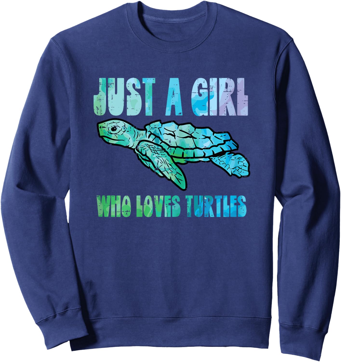 Just A Girl Who Loves Turtles Cute Tortoise Women Girls Kids Sweatshirt - Sweatshirt | Navy