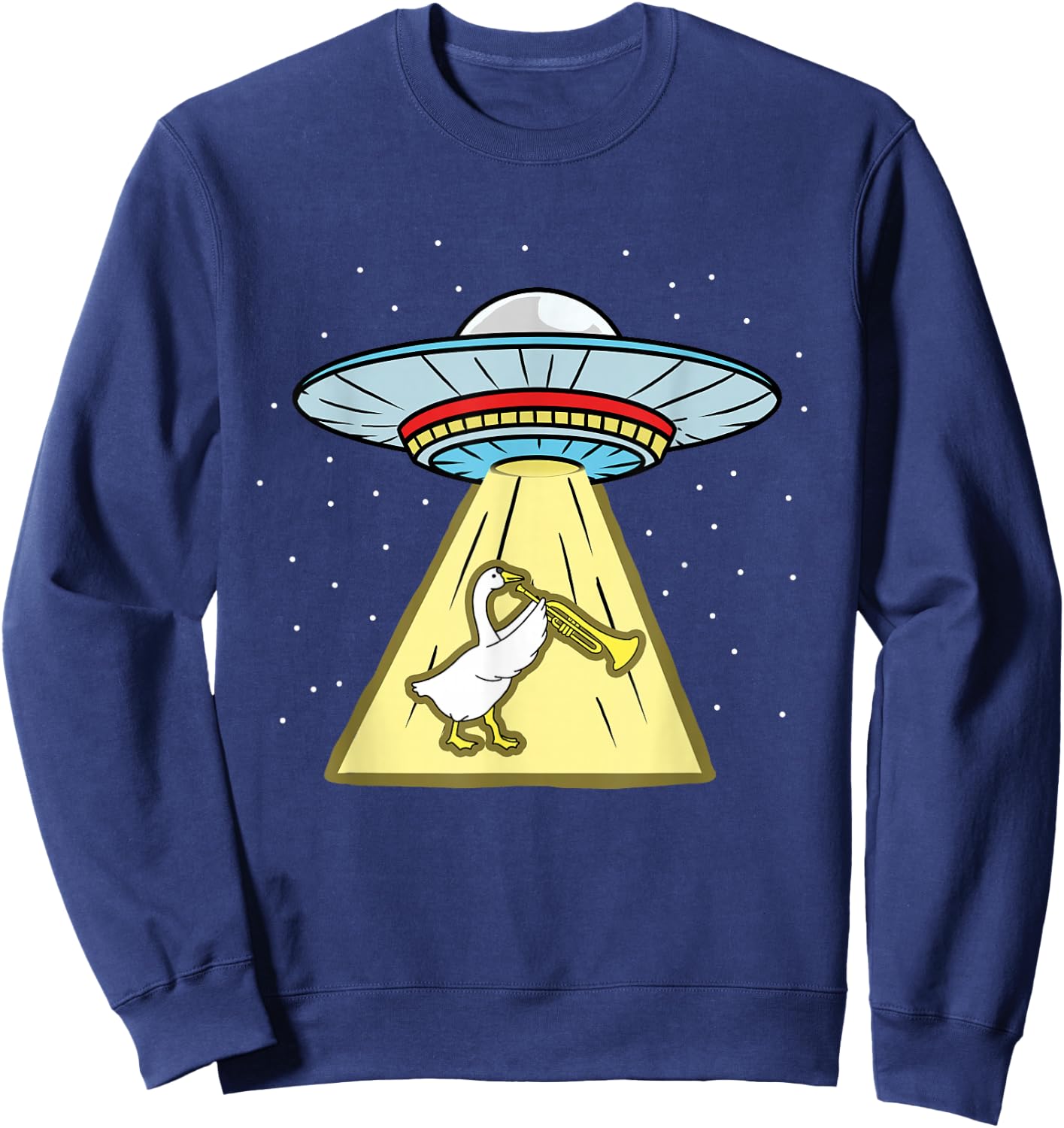 Duck Playing Trumpet Ufo Abduction Sweatshirt - Sweatshirt | Navy