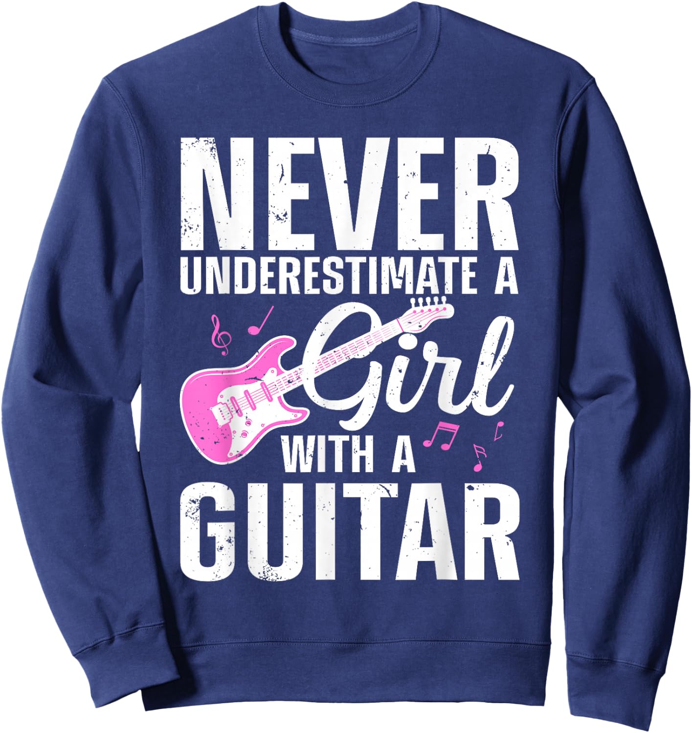 Cool Guitar Girls Guitarist Acoustic Guitar Lovers Small Sweatshirt - Sweatshirt | Navy
