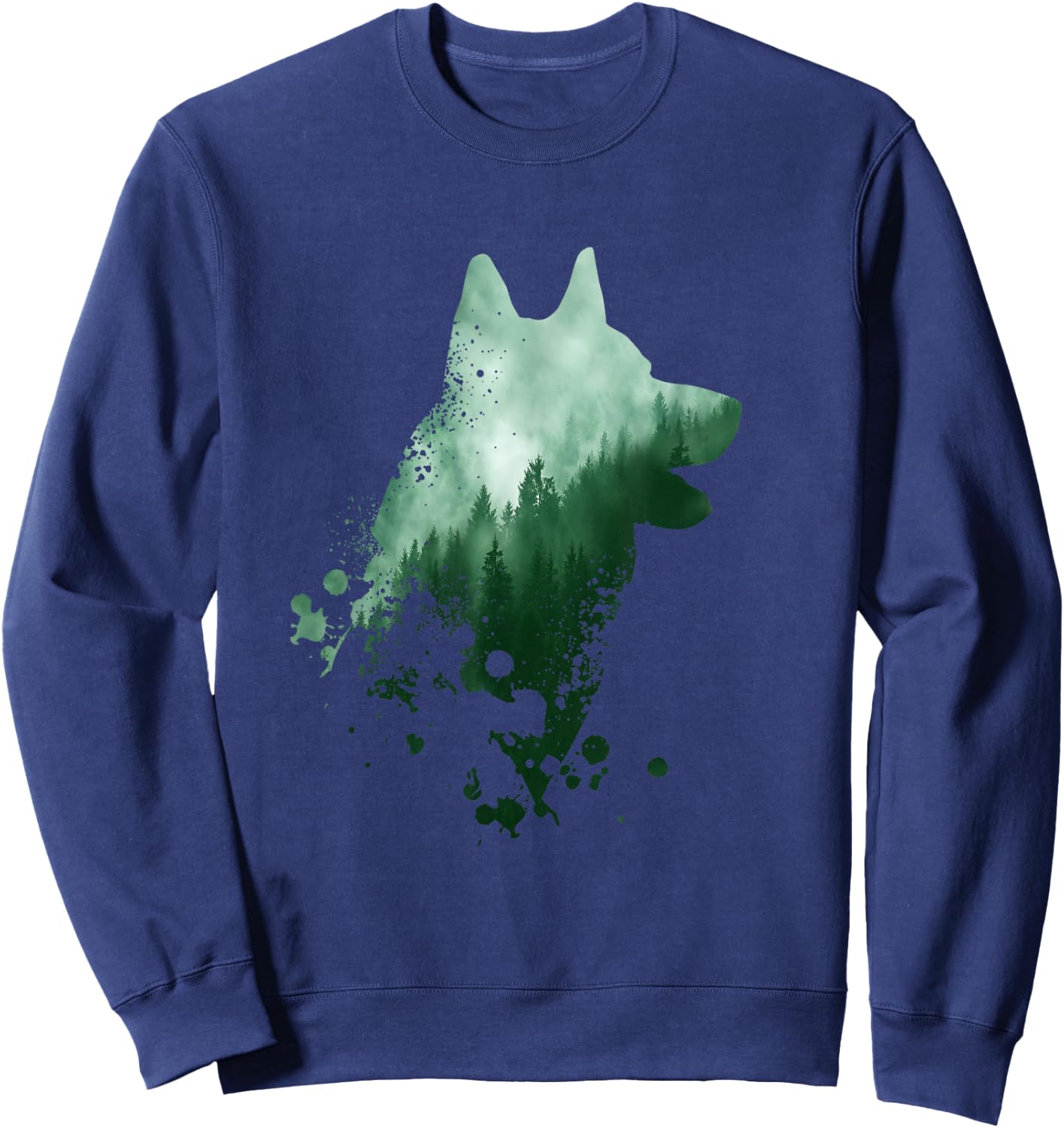 Husky Dog Silhouette | American Husky | Siberian Husky Sweatshirt - Sweatshirt | Navy