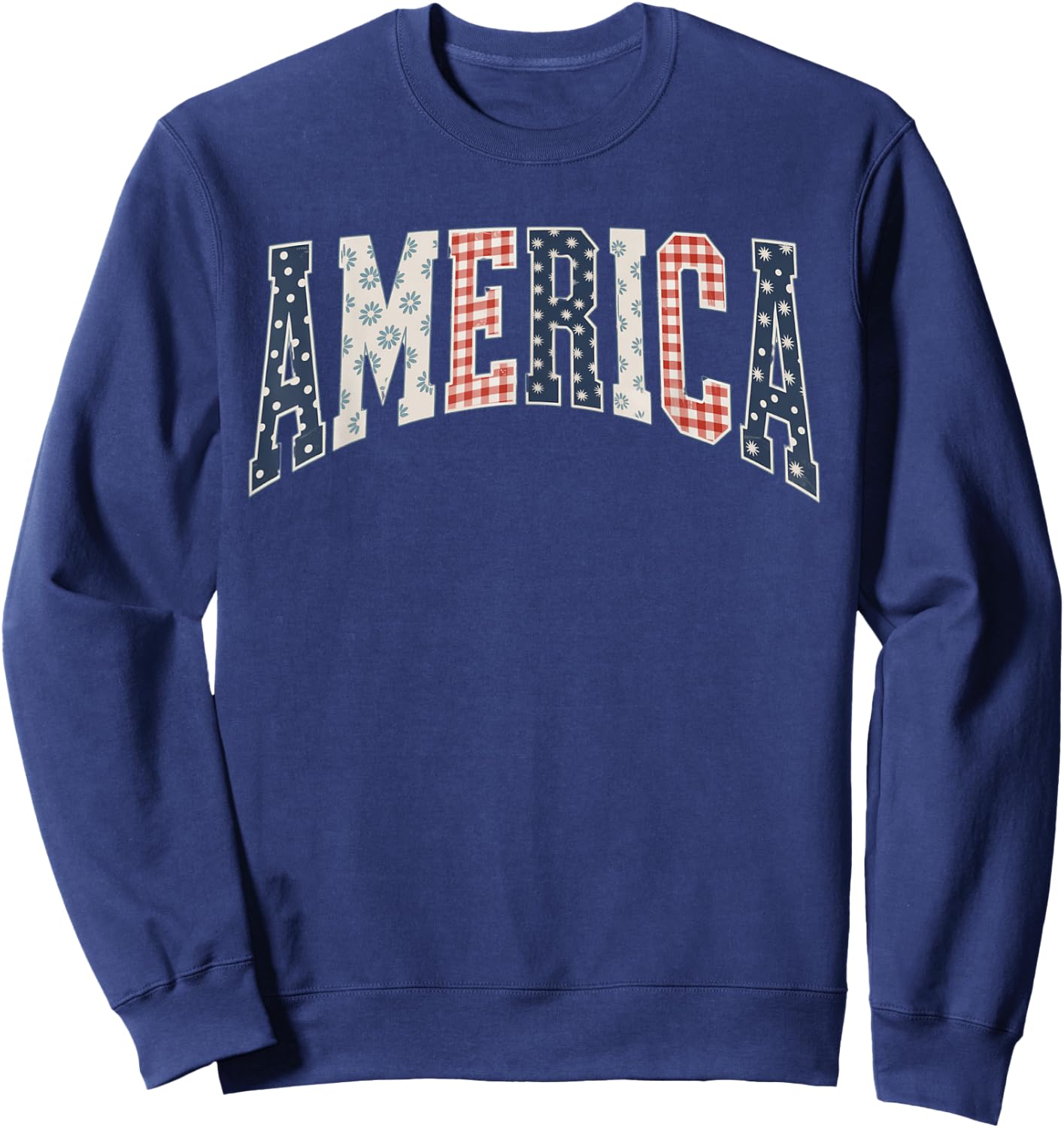 American Quilt Picnic Style Lettering RWB Boy Girl Party Fun Sweatshirt - Sweatshirt | Navy