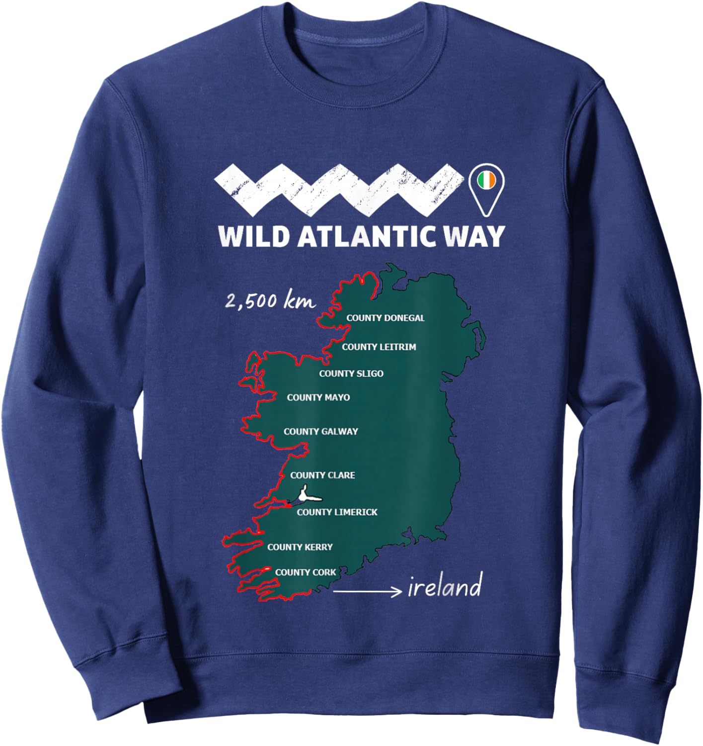 The wild atlantic way ireland coastal route, with locations Sweatshirt - Sweatshirt | Navy