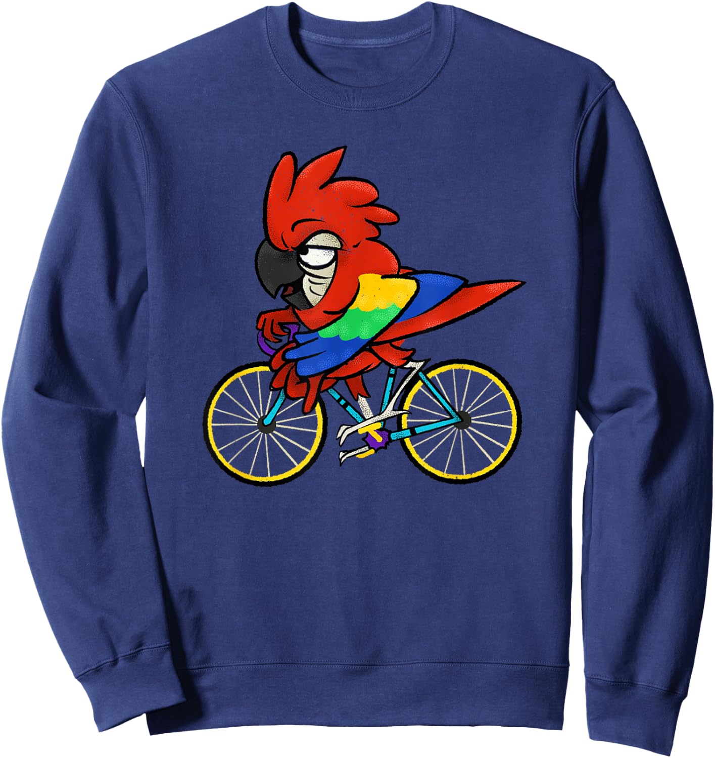 Parrot Riding A Bike - Funny Bird Owner & Bicycle Rider Sweatshirt - Sweatshirt | Navy