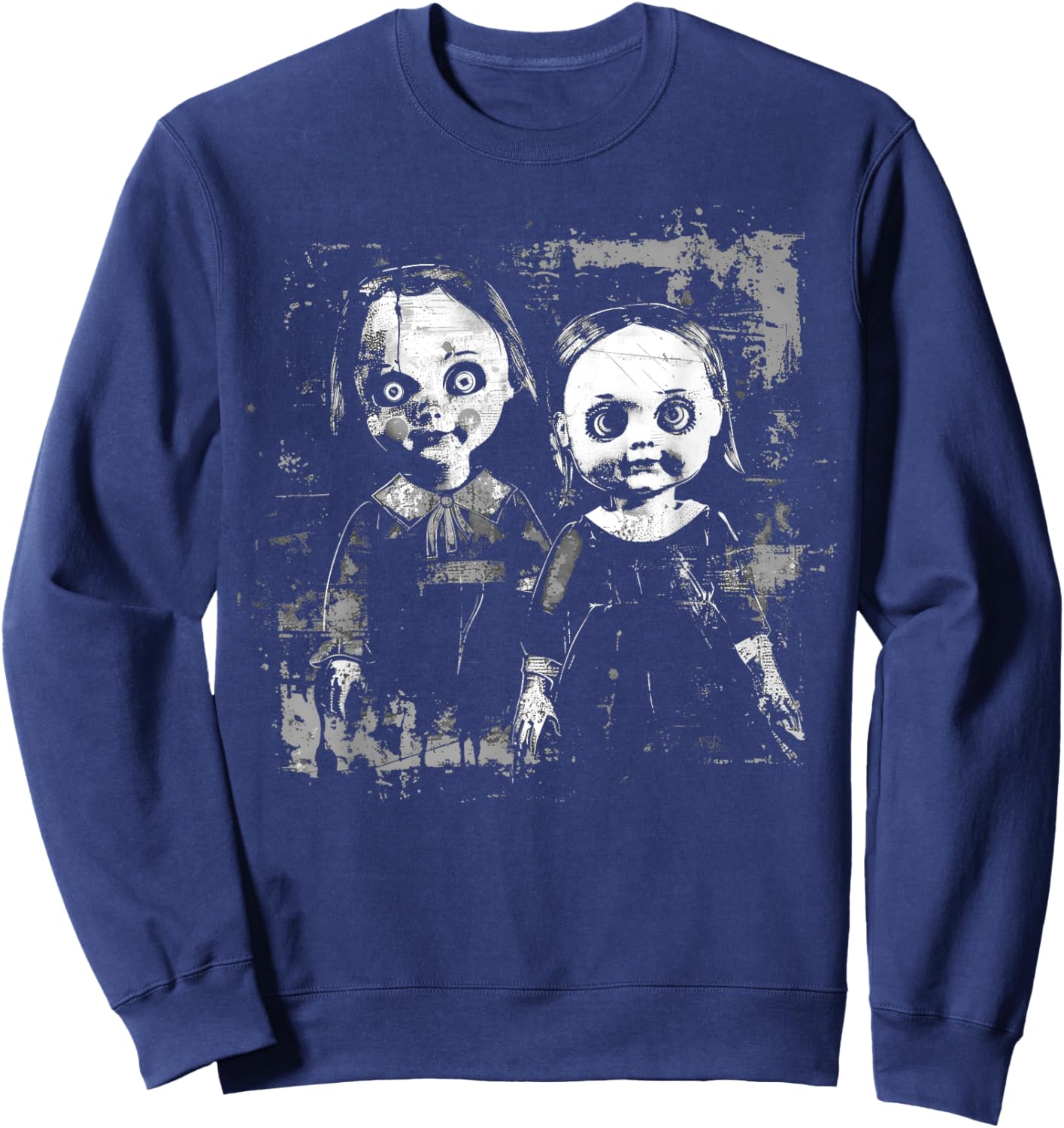 Horror Haunted Doll Creepy Toy Halloween Goth Alt Scary Emo , Small, Black Sweatshirt - Sweatshirt | Navy