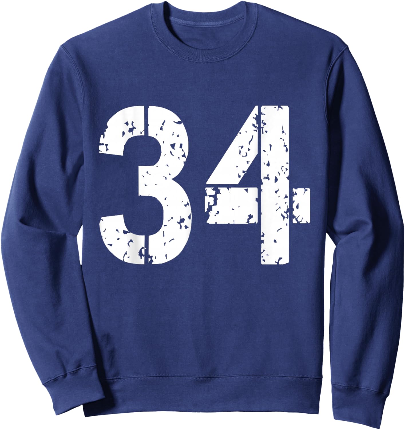 Uniform Numbered Jersey Designs for Sports Fans - Number 34 Varsity Team - 34th Birthday & 34 Years Old Sweatshirt - Sweatshirt | Navy