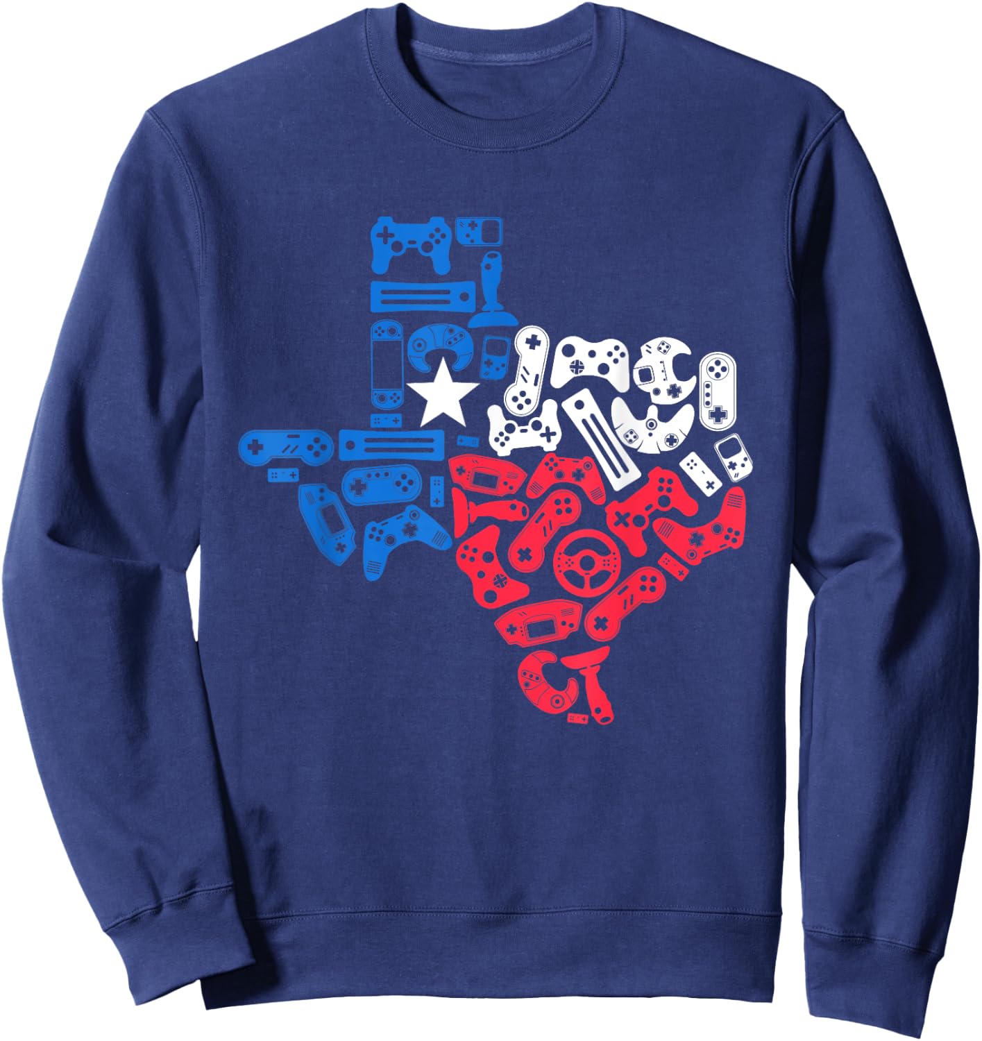 Boys Video Game Texas State Flag Map Gamer Men Kids Sweatshirt - Sweatshirt | Navy