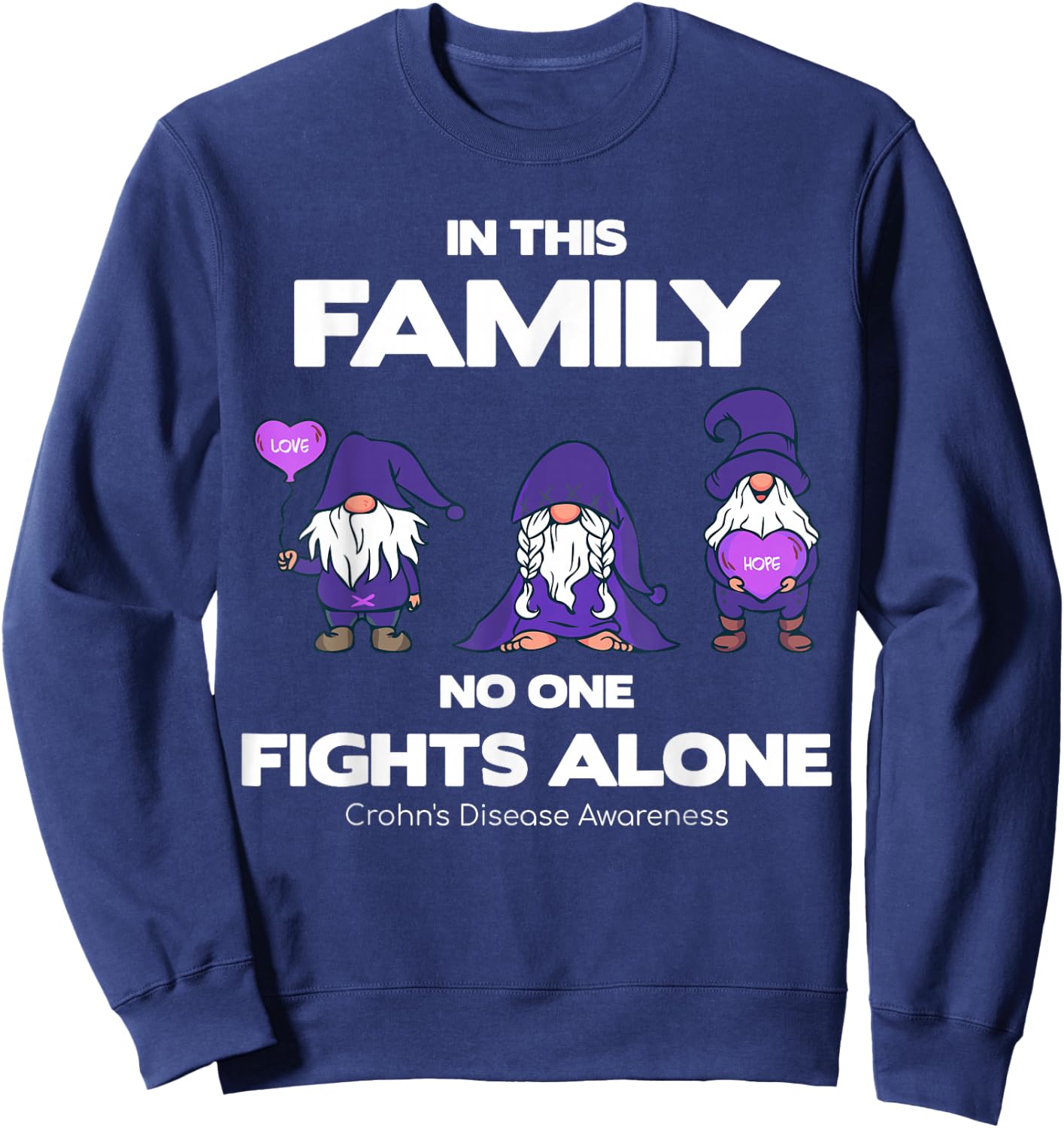Crohn's Disease Awareness - Purple Warrior Fight Support Sweatshirt - Sweatshirt | Navy