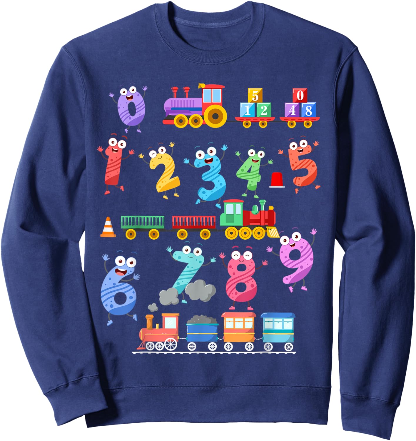 Maths Day Numbers Idea For Kids Train Themed Maths Number Sweatshirt - Sweatshirt | Navy