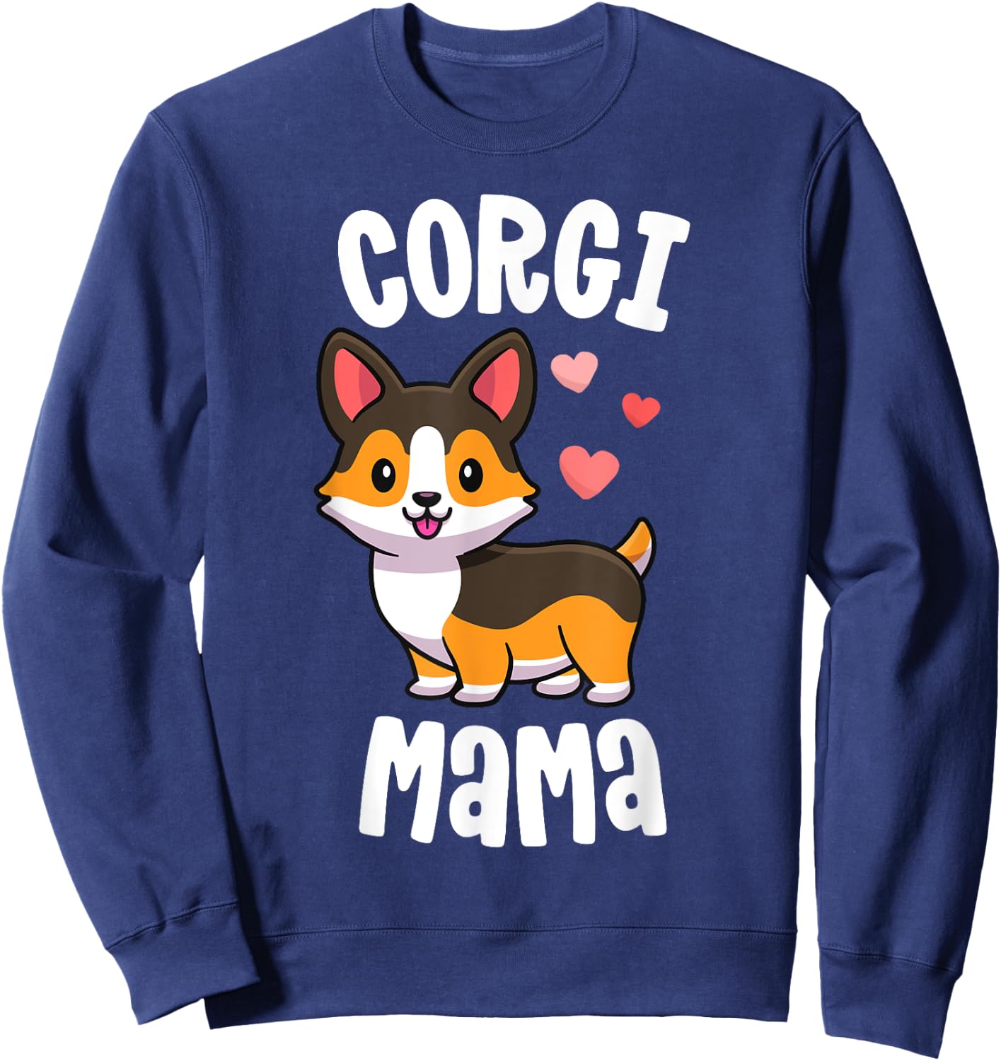 Corgi Mom Shirts Dog Mama Red Tricolour Corgi Sweatshirt - Sweatshirt | Navy