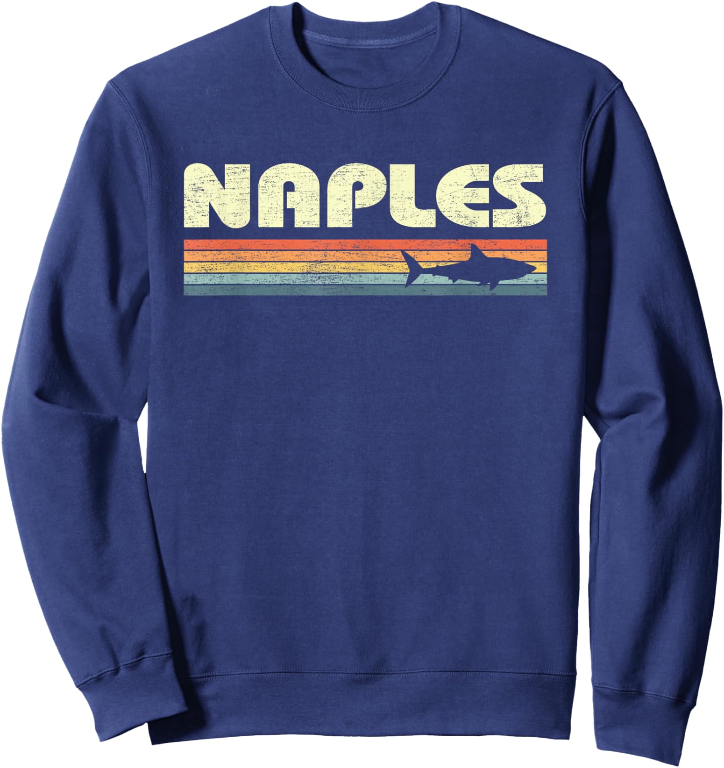 Naples Florida Vintage Shark Souvenir Sweatshirt - Sweatshirt | Navy