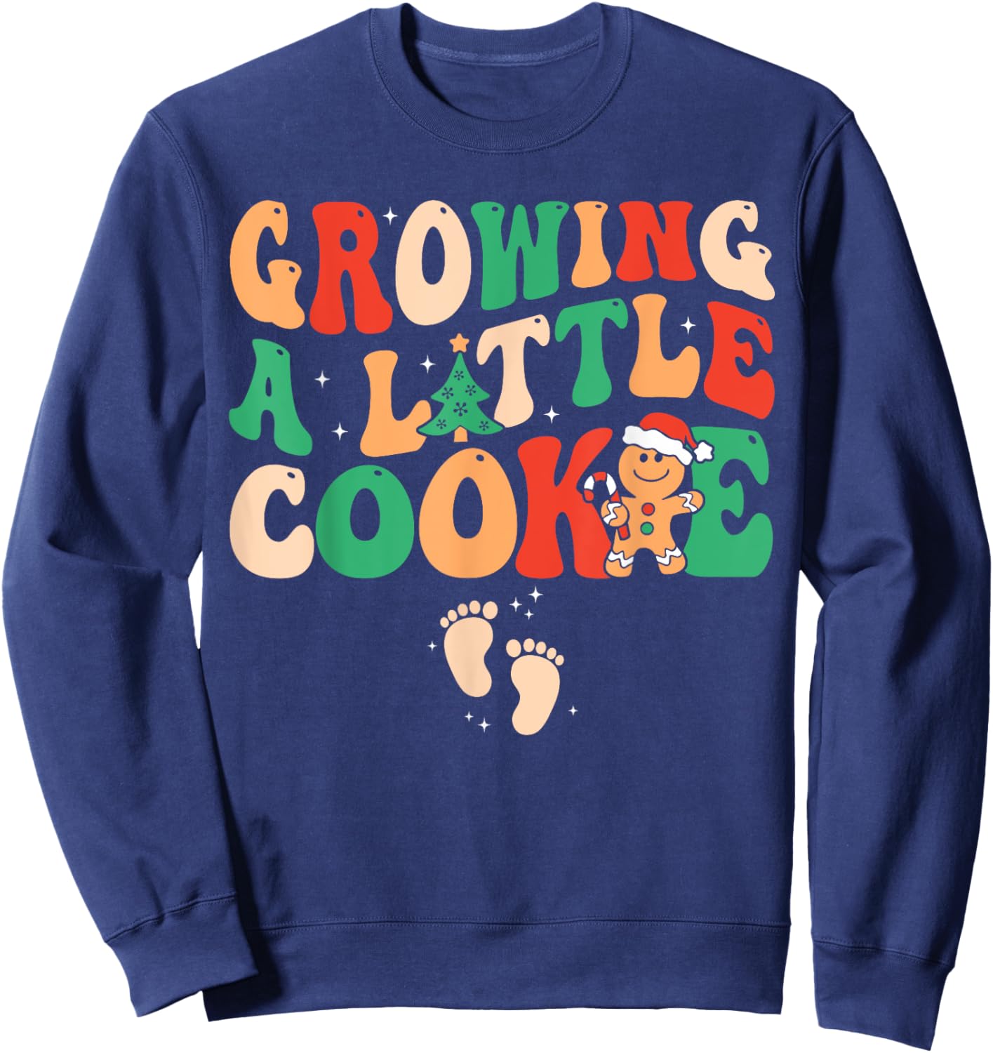 Growing A Little Cookie Christmas Pregnancy Announcement Sweatshirt - Sweatshirt | Navy