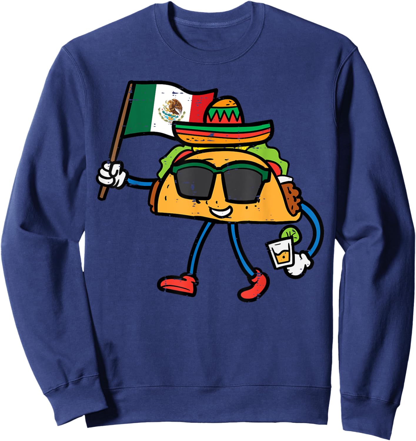 Taco Mexico Flag Cinco De Mayo Mexican Independence Day Sweatshirt - Sweatshirt | Navy