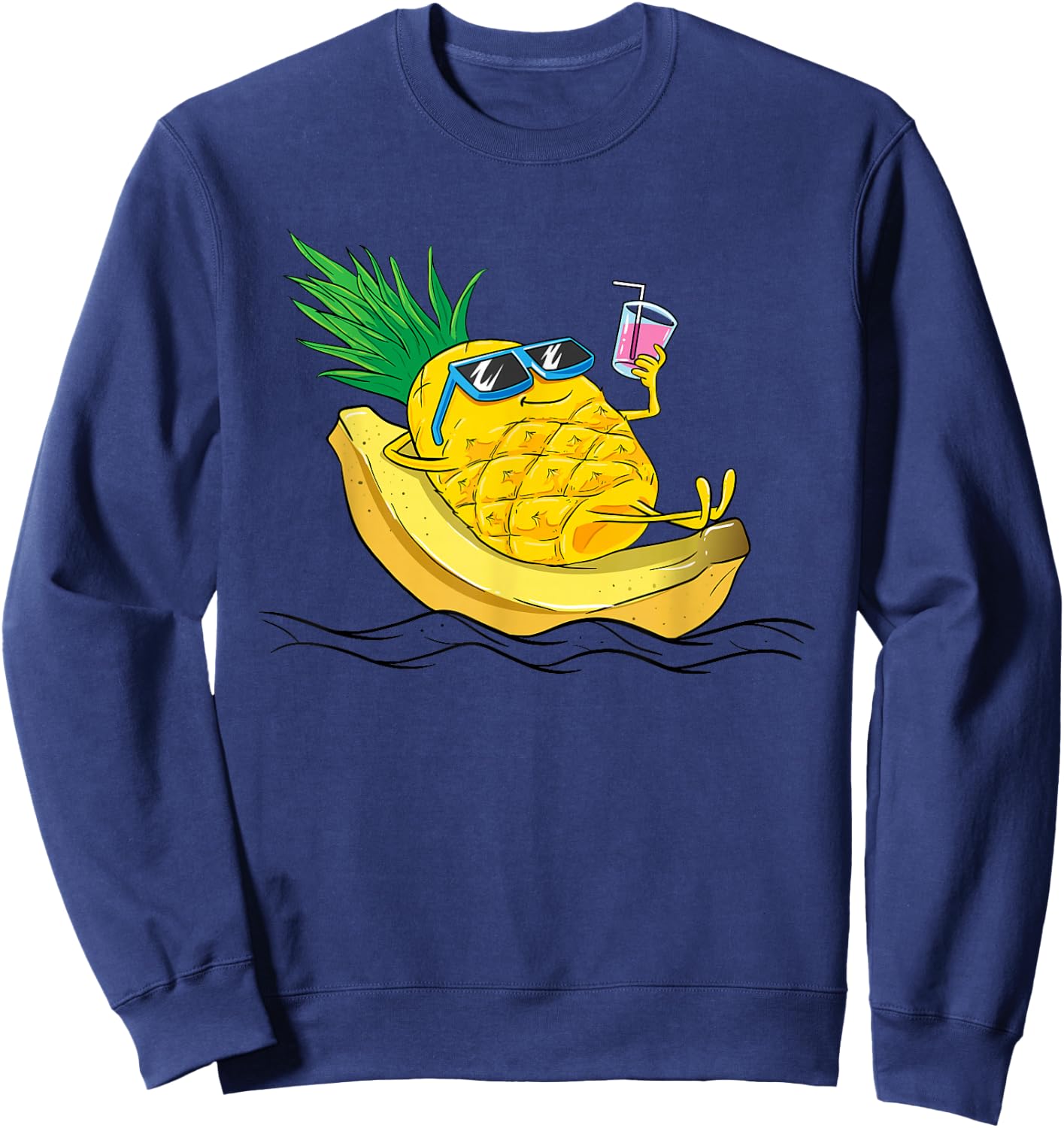 Kids Cool Pineapple Banana Shirt chill summer vacation Sweatshirt - Sweatshirt | Navy