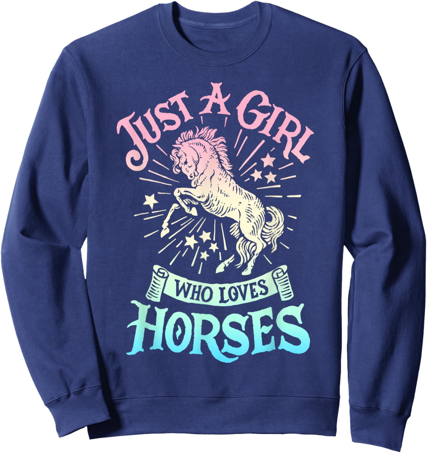 Horse Just A Girl Who Loves Horseback Riding Equestrian Farm Sweatshirt - Sweatshirt | Navy